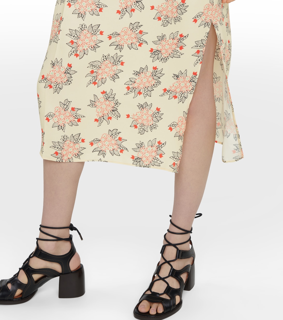 Robe midi intarsia à fleurs | Chloé