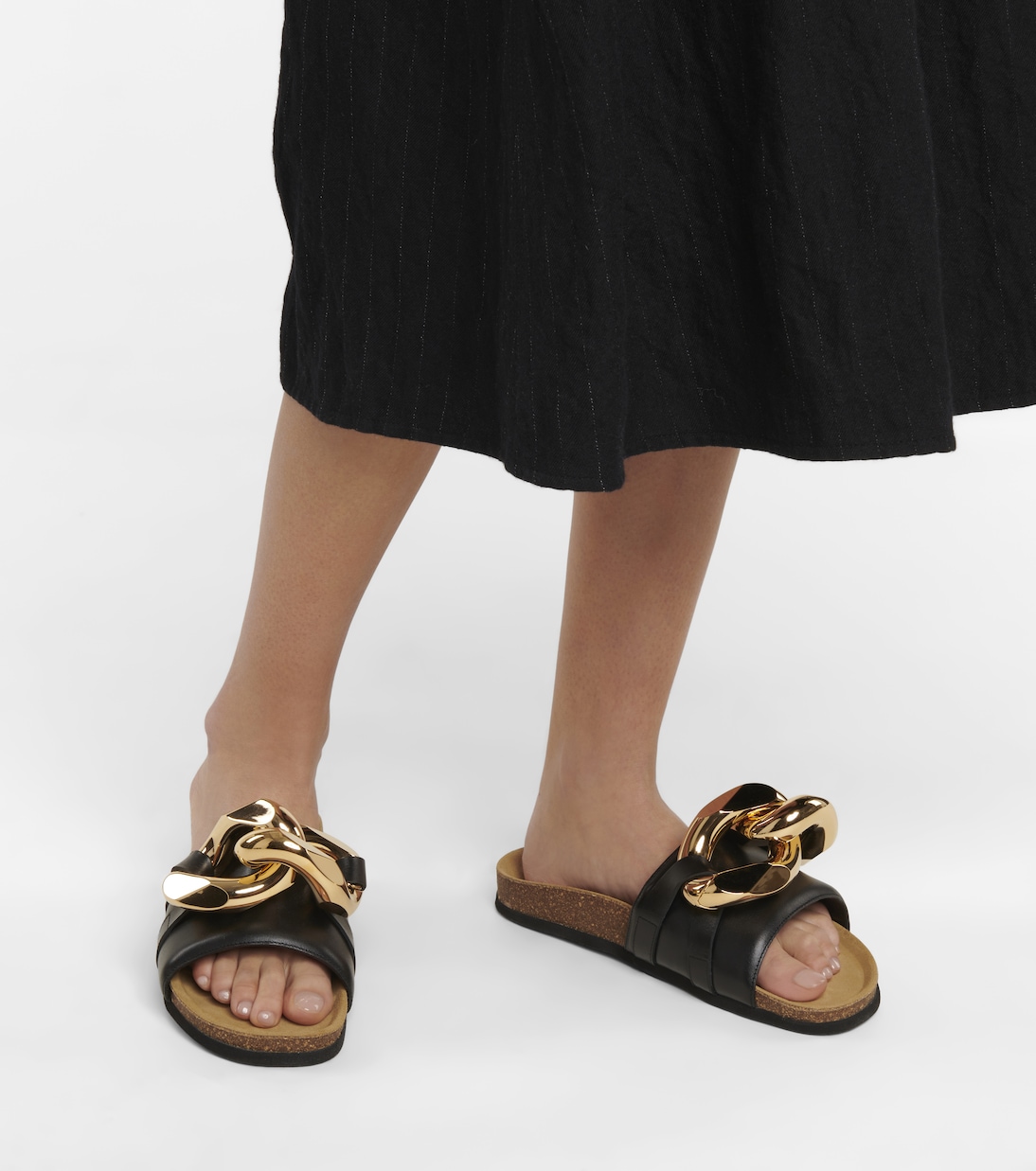 Embellished leather slides in black - JW Anderson | Mytheresa