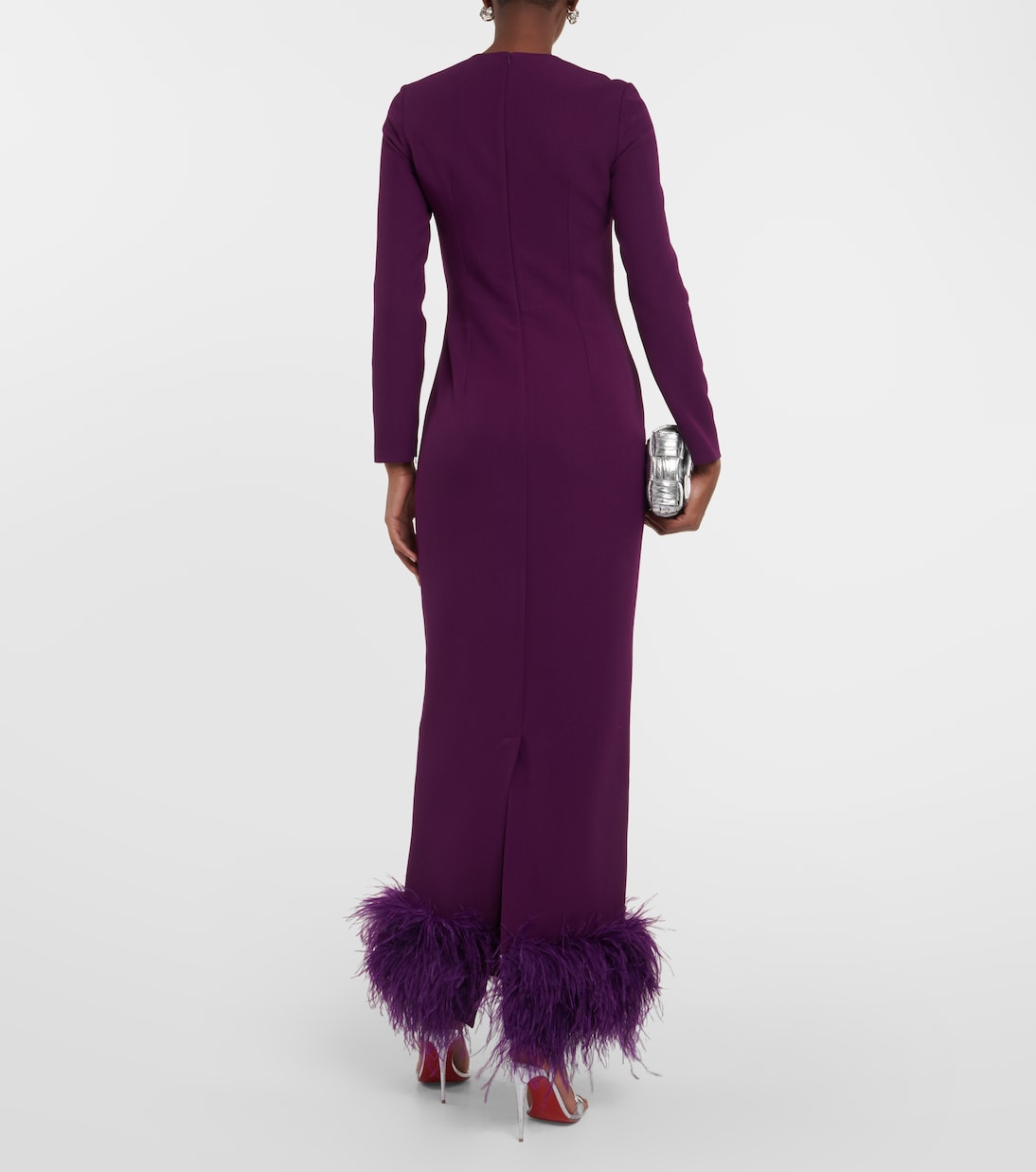 Abito lungo in crêpe con cristalli | Safiyaa