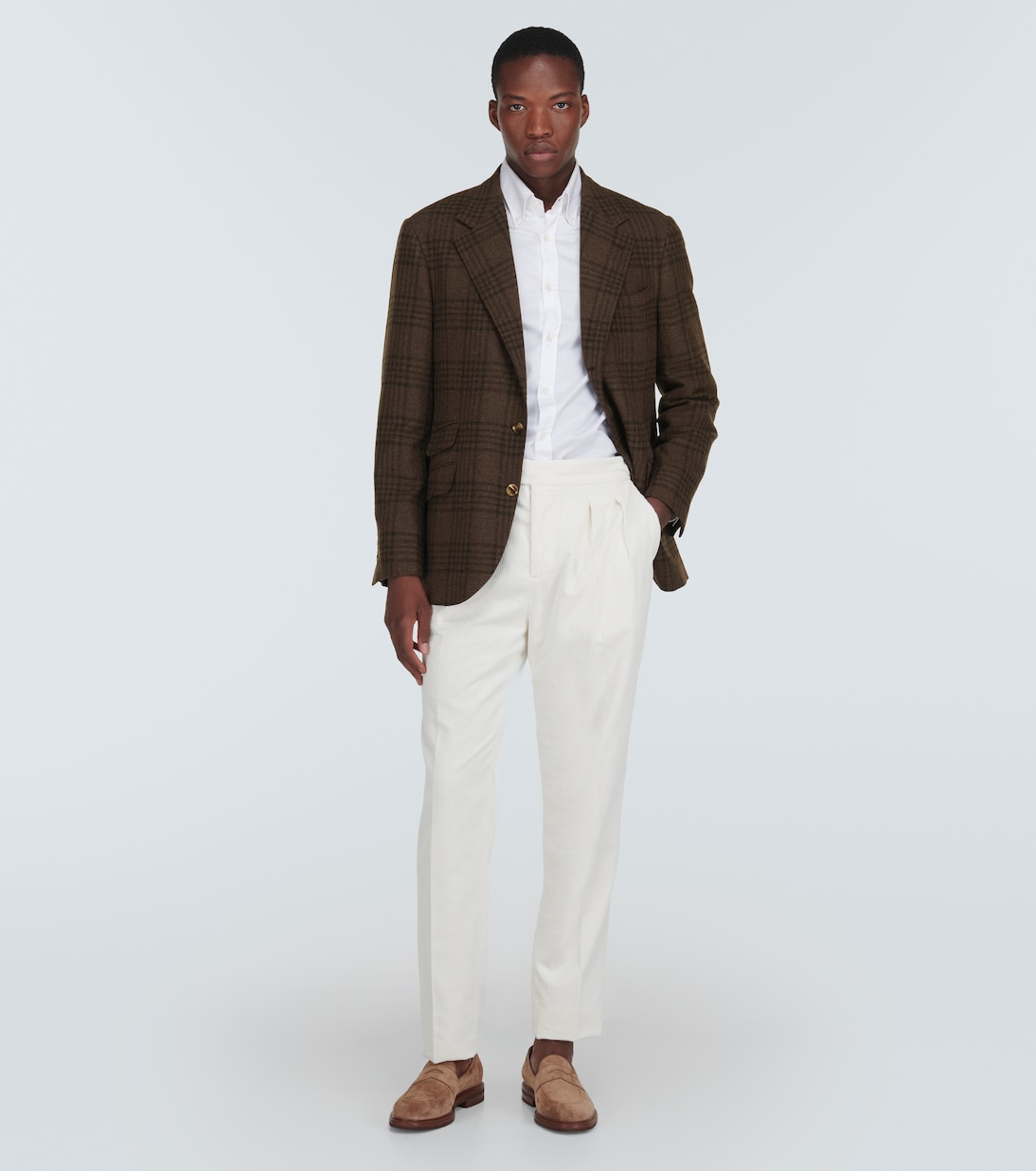 Tartan wool, silk, and cashmere blazer | Brunello Cucinelli