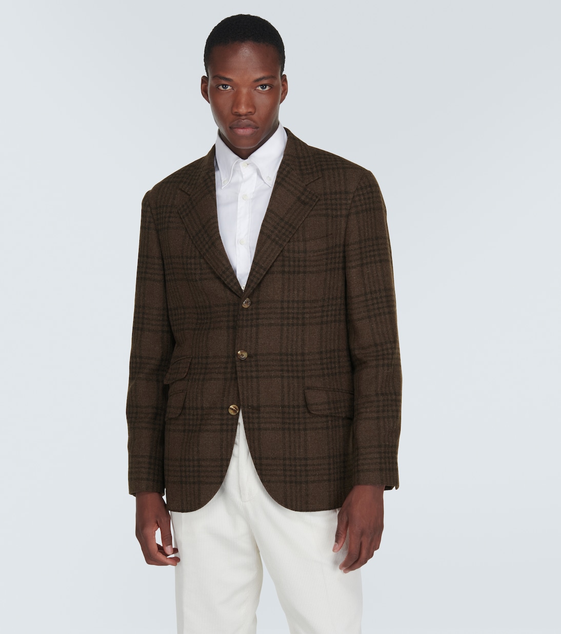 Tartan wool, silk, and cashmere blazer | Brunello Cucinelli