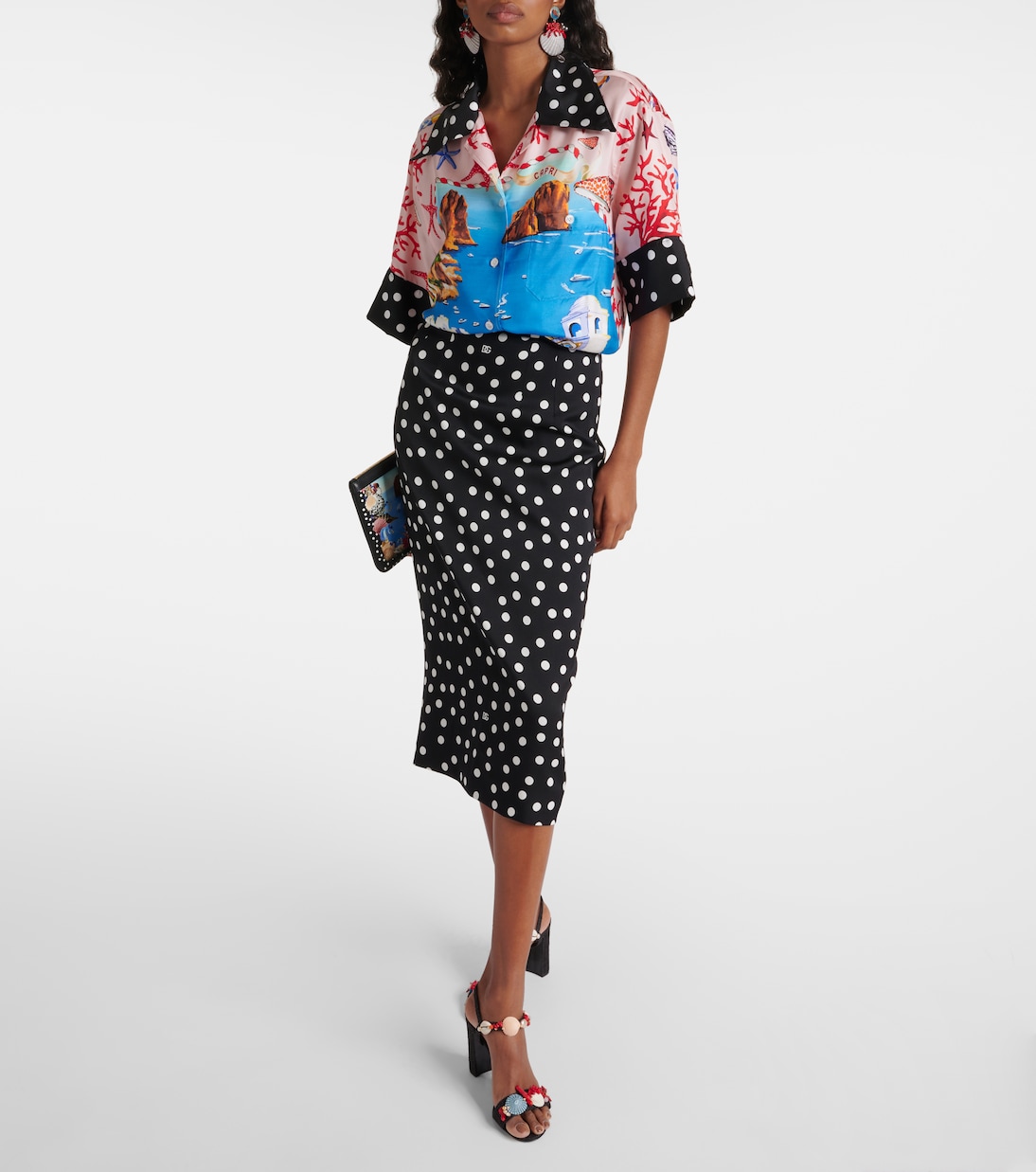 Bedrucktes Hemd Capri aus Seidensatin | Dolce&Gabbana