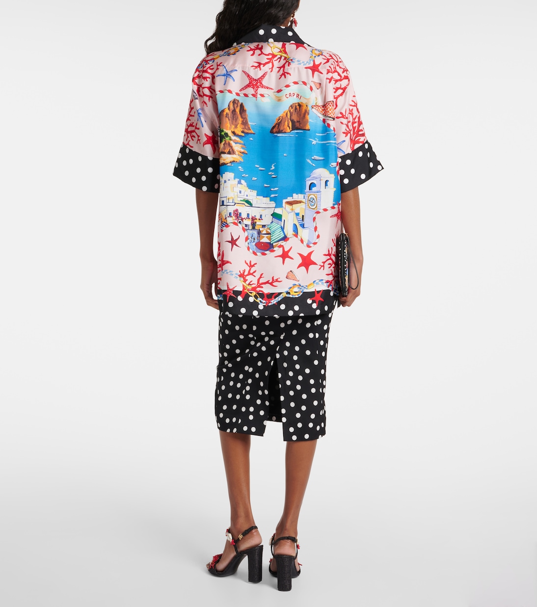 Bedrucktes Hemd Capri aus Seidensatin | Dolce&Gabbana