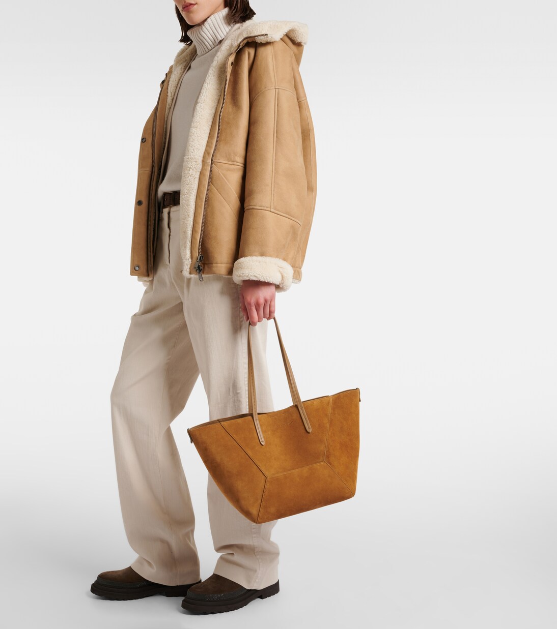 Tote Bag Duo Large aus Veloursleder | Brunello Cucinelli