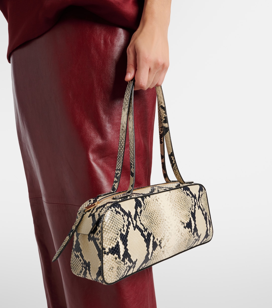 Simona snake-effect leather shoulder bag | Khaite