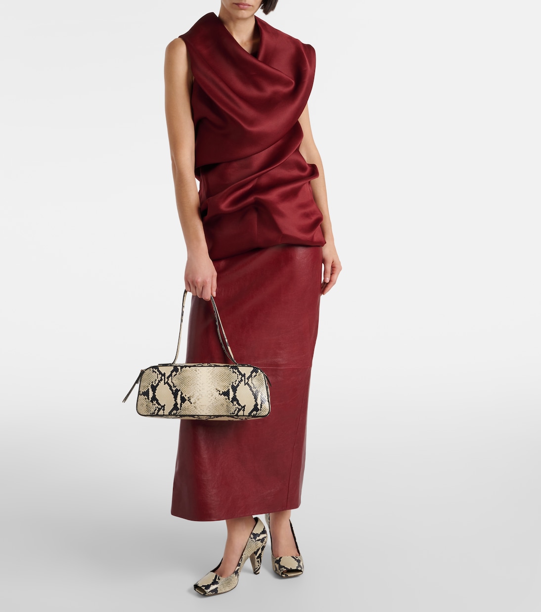 Simona snake-effect leather shoulder bag | Khaite