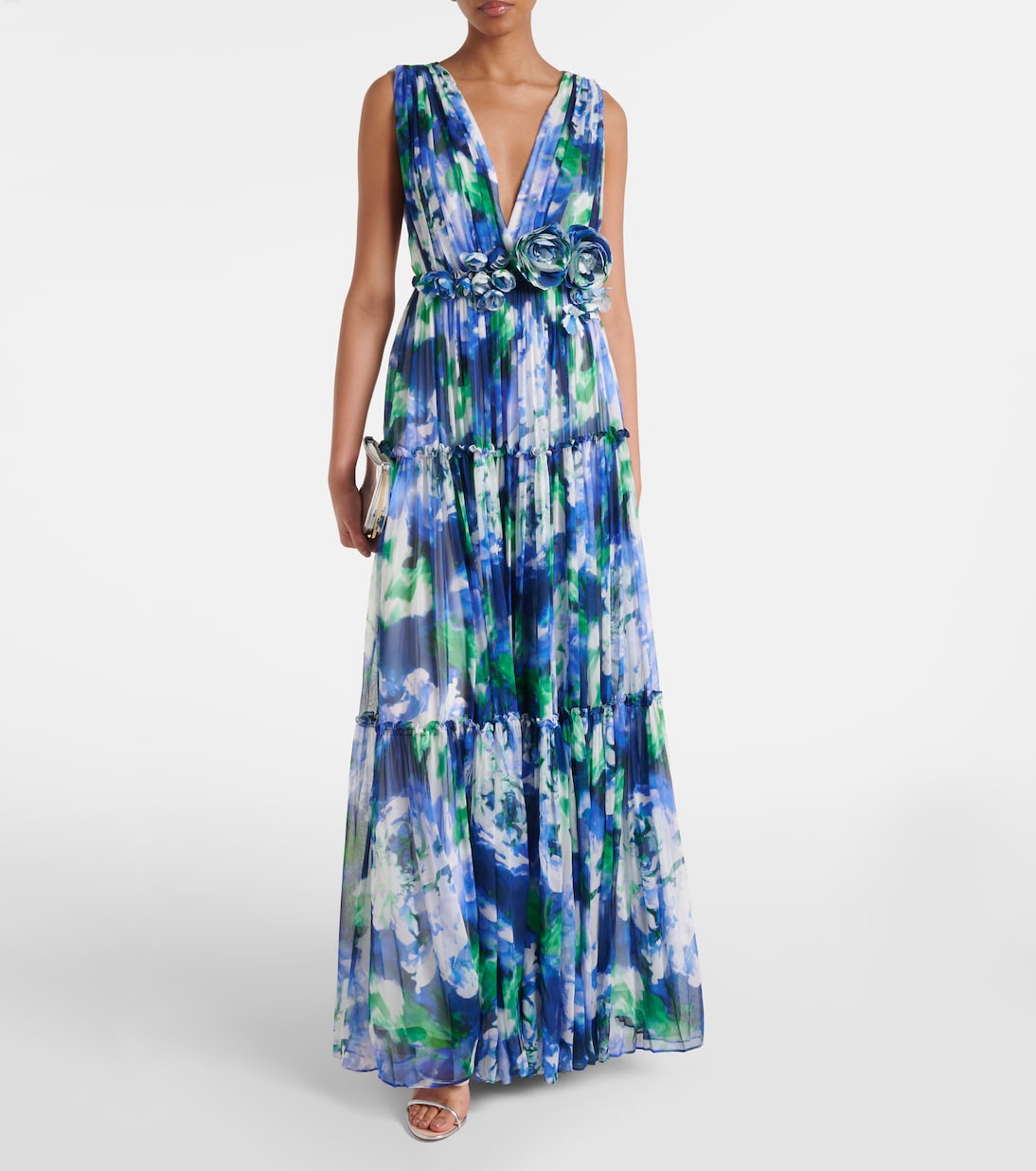 Abito lungo Arella in georgette di seta | Costarellos