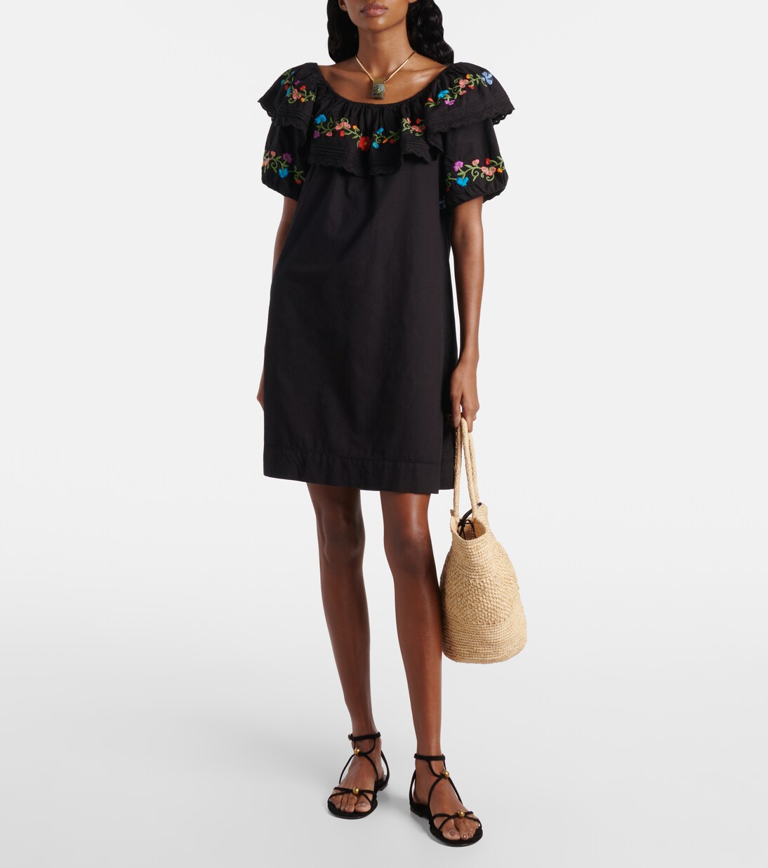 Robe Saige brodée en coton | Rixo