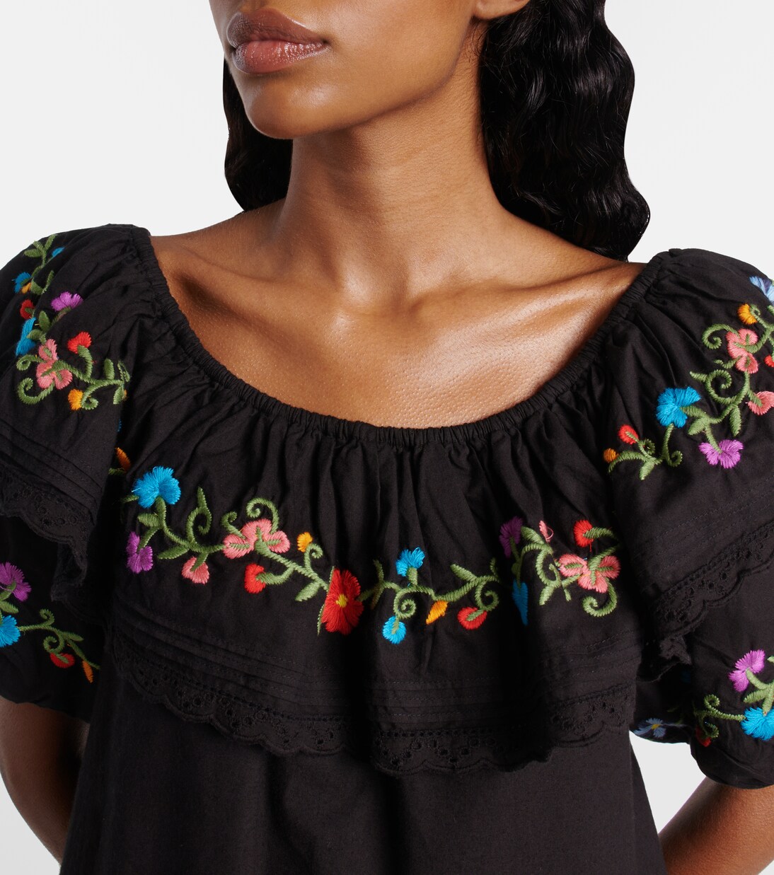 Robe Saige brodée en coton | Rixo