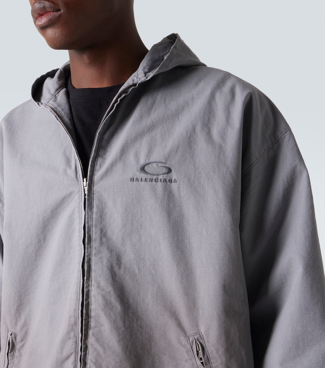 Cotton ripstop zip-up hoodie | Balenciaga