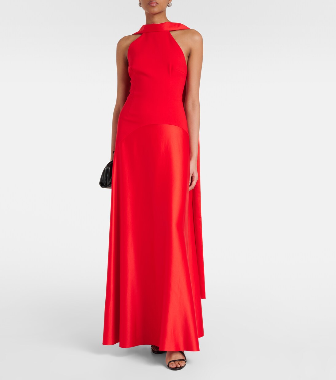 Robe longue Cece en crêpe et satin | Solace London