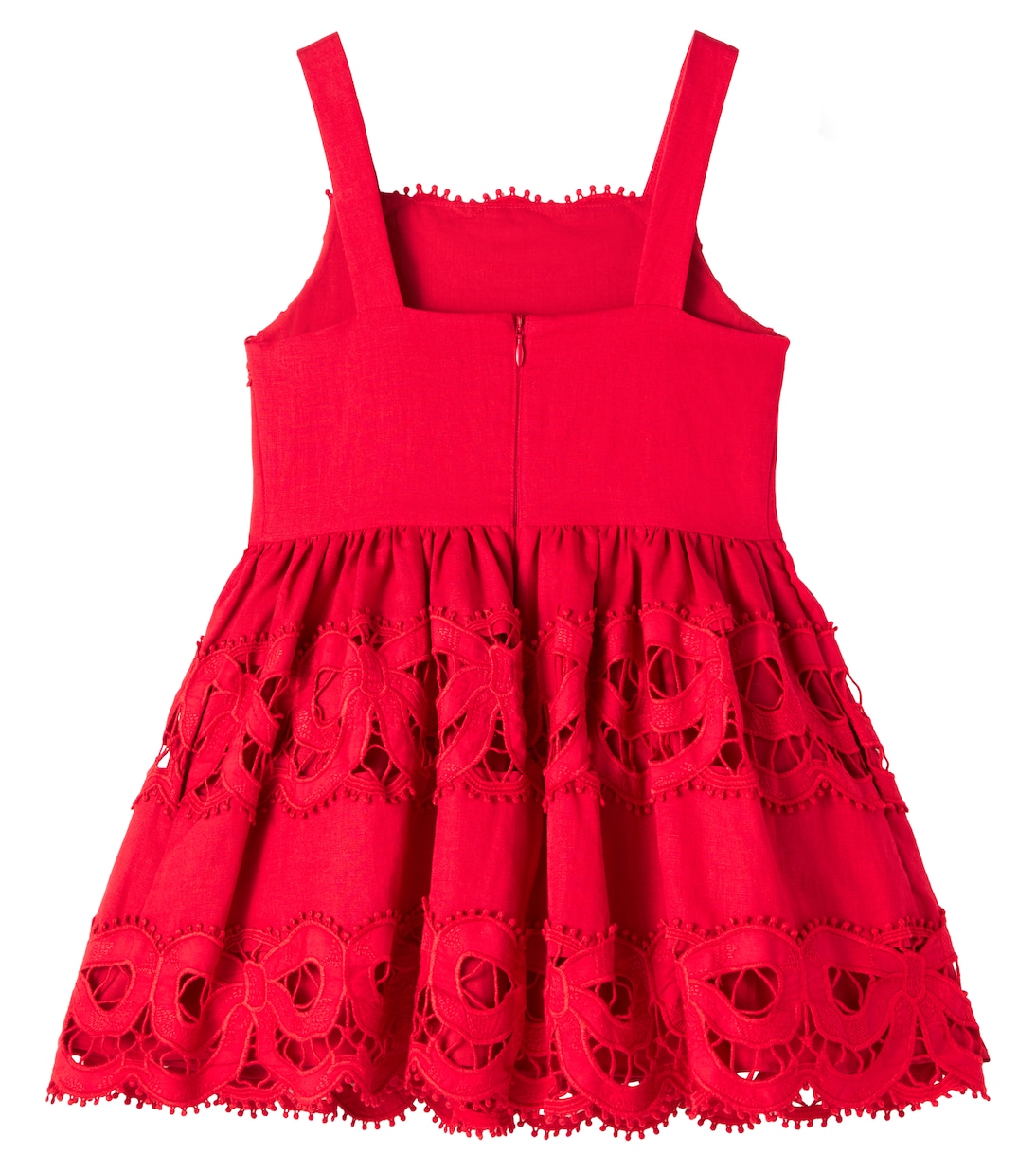 Bow-detail broderie anglaise linen dress | Self-Portrait Kids