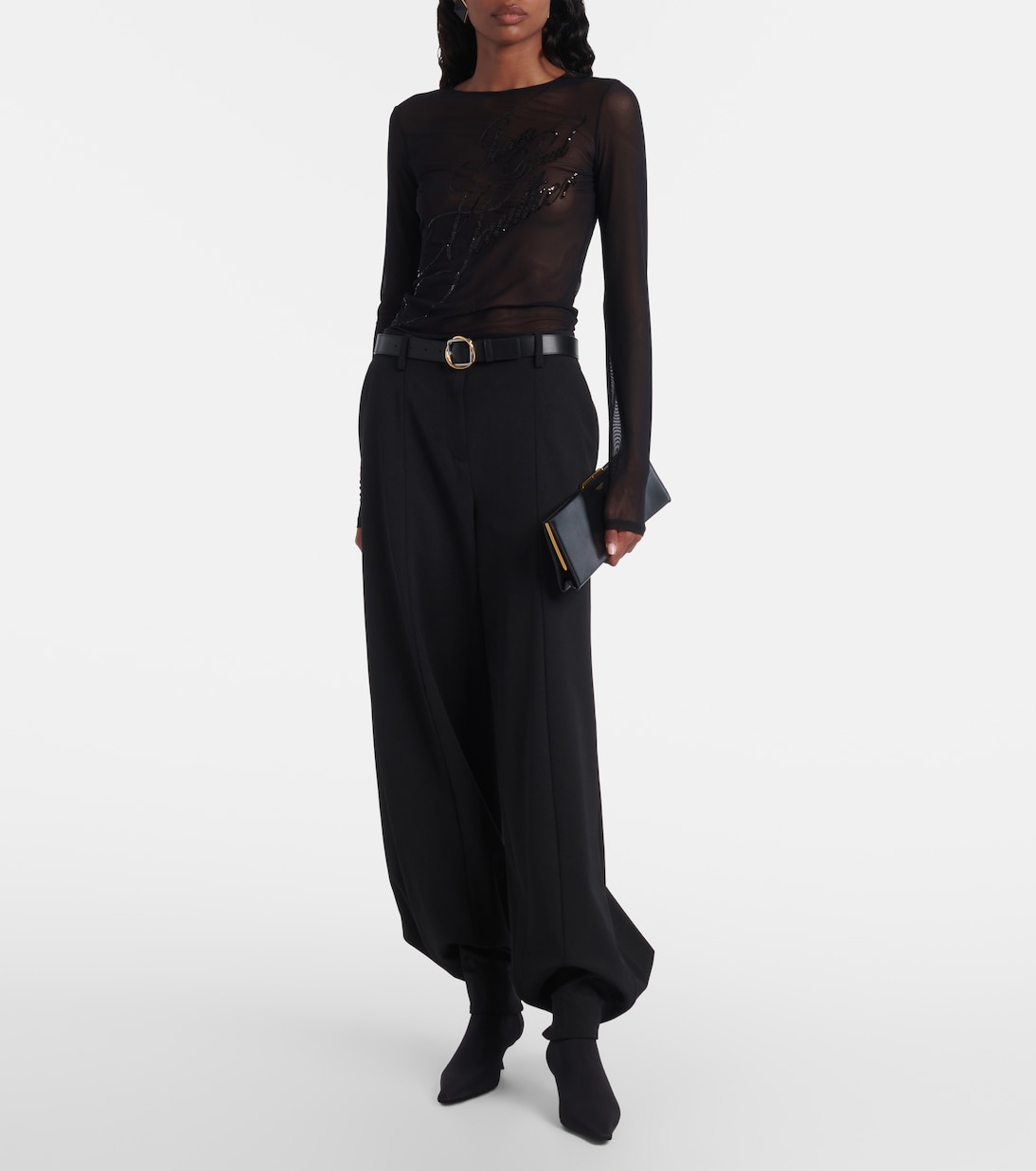 Logo sequined tulle top | Jean Paul Gaultier