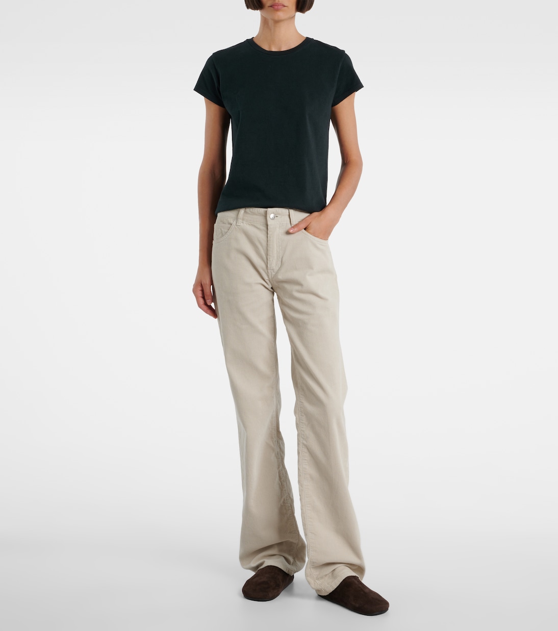 Pantalon droit Carlyl en velours côtelé de coton | The Row