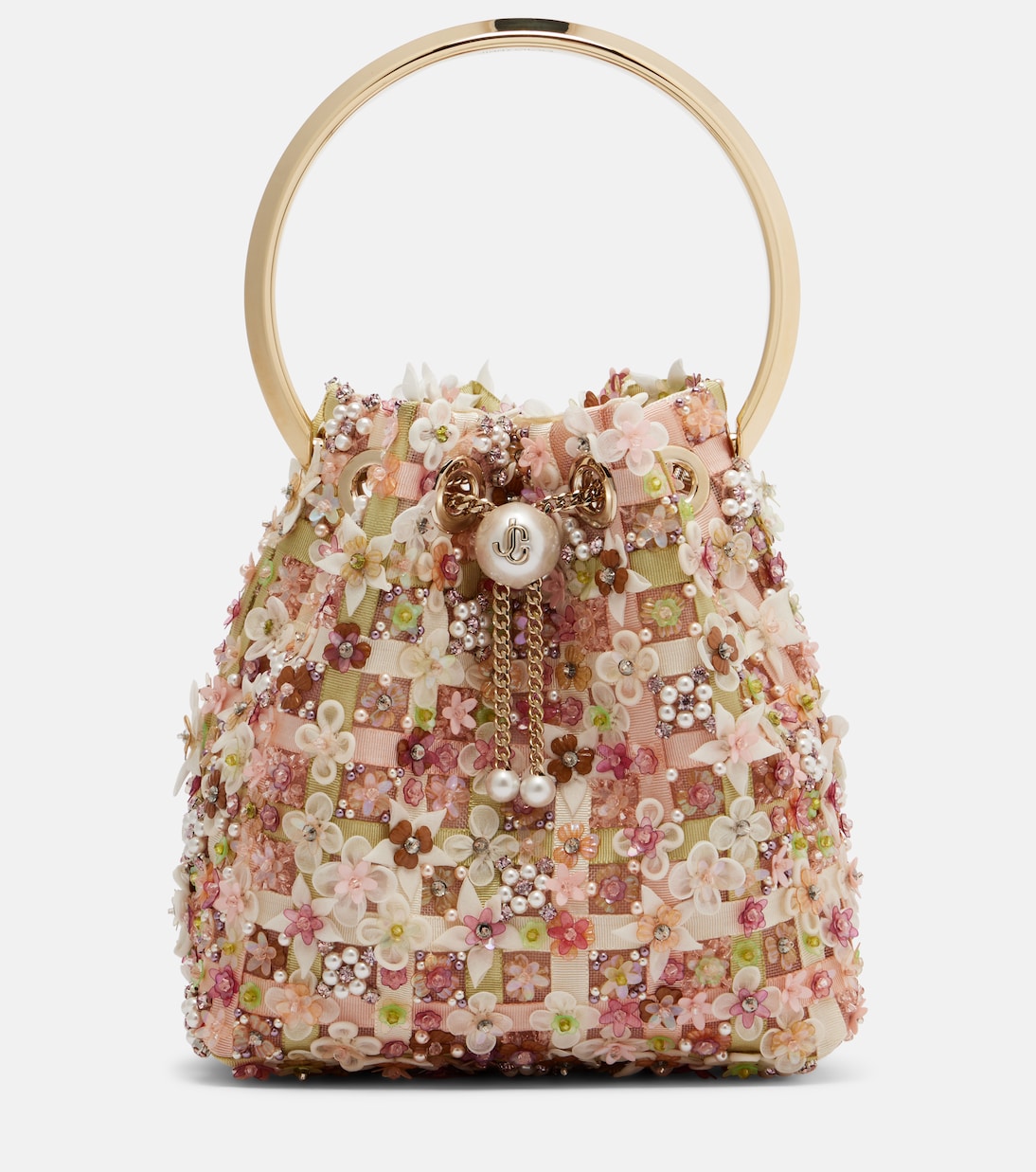 Bon Bon floral embellished bucket bag | Jimmy Choo