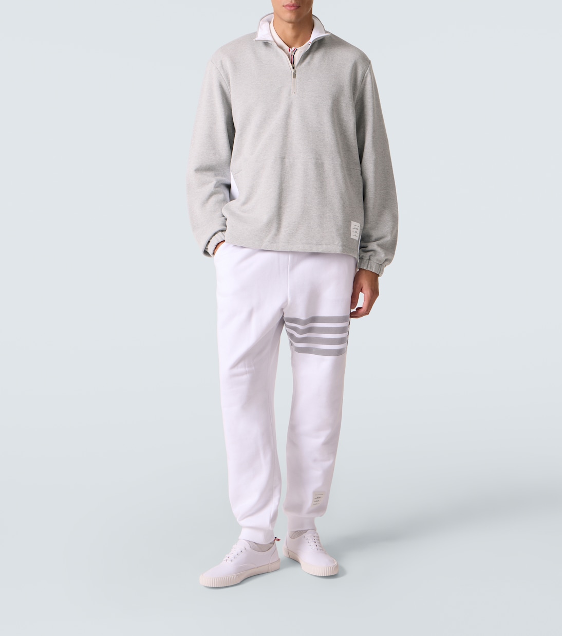 4-Bar cotton jersey half-zip sweatshirt | Thom Browne