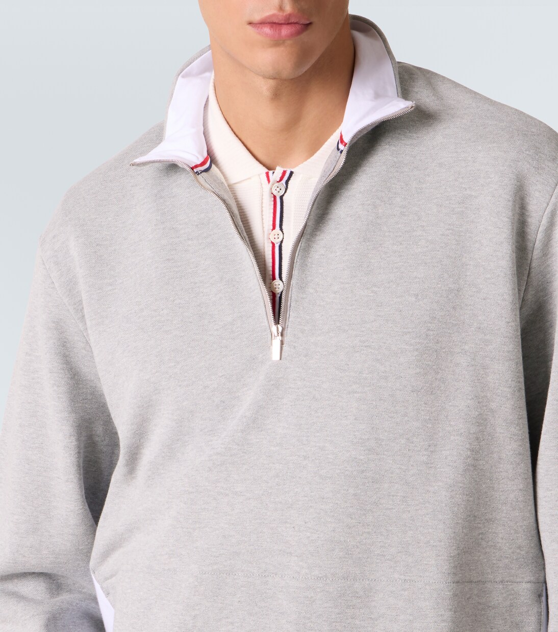 4-Bar cotton jersey half-zip sweatshirt | Thom Browne