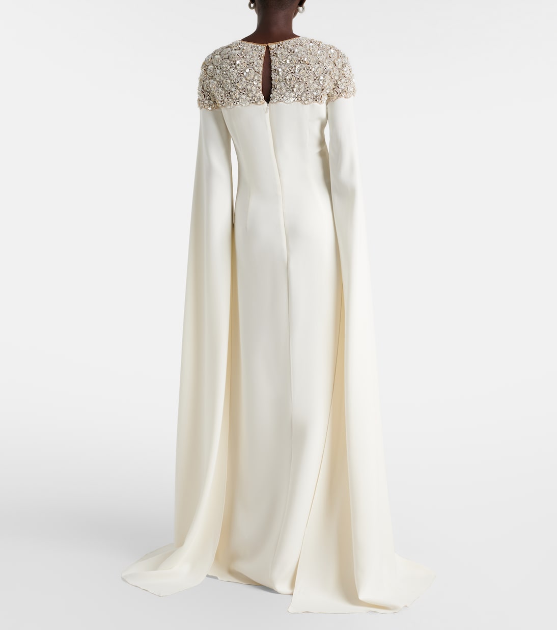 Caped embellished silk-blend gown | Oscar de la Renta