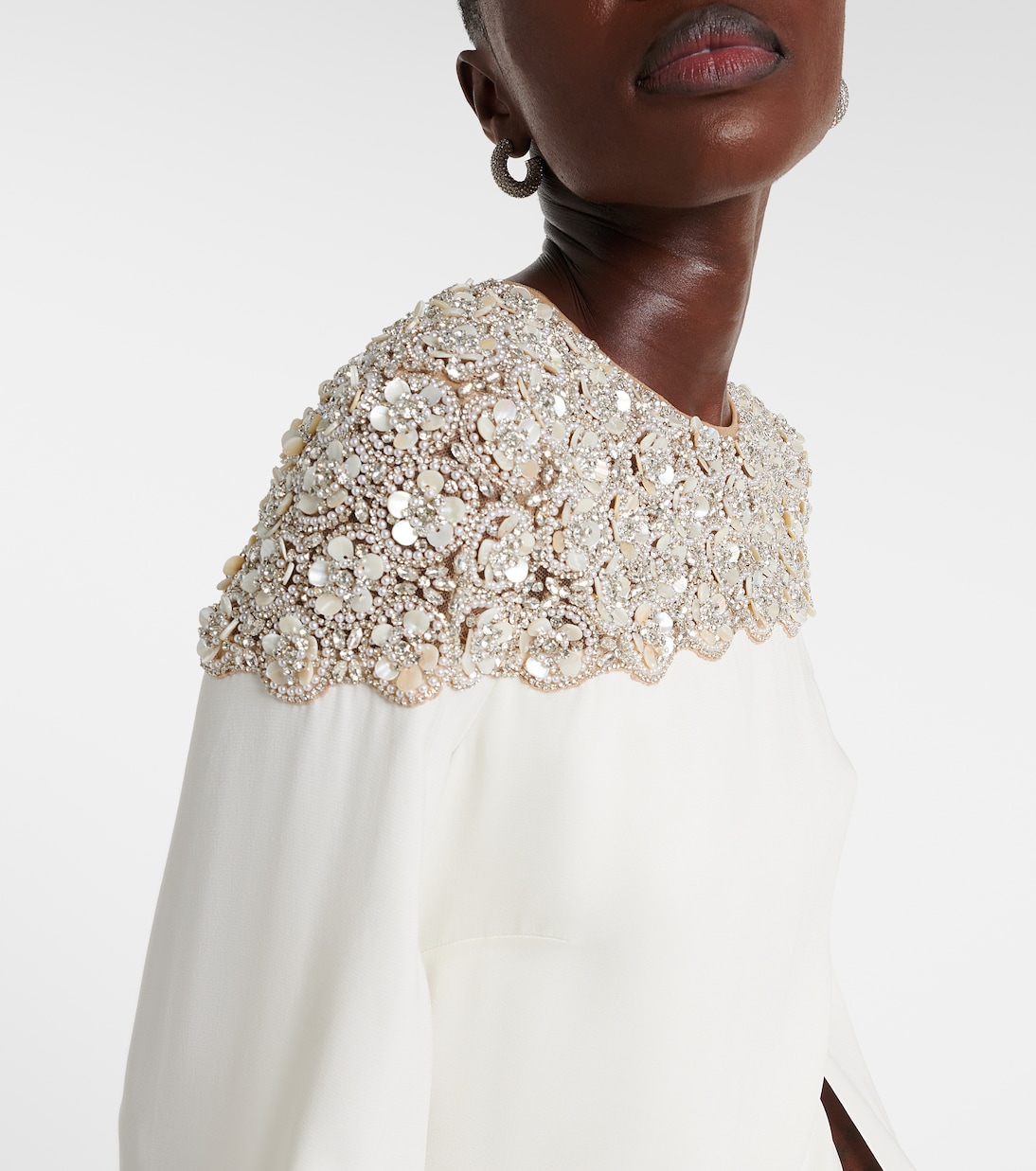 Caped embellished silk-blend gown | Oscar de la Renta