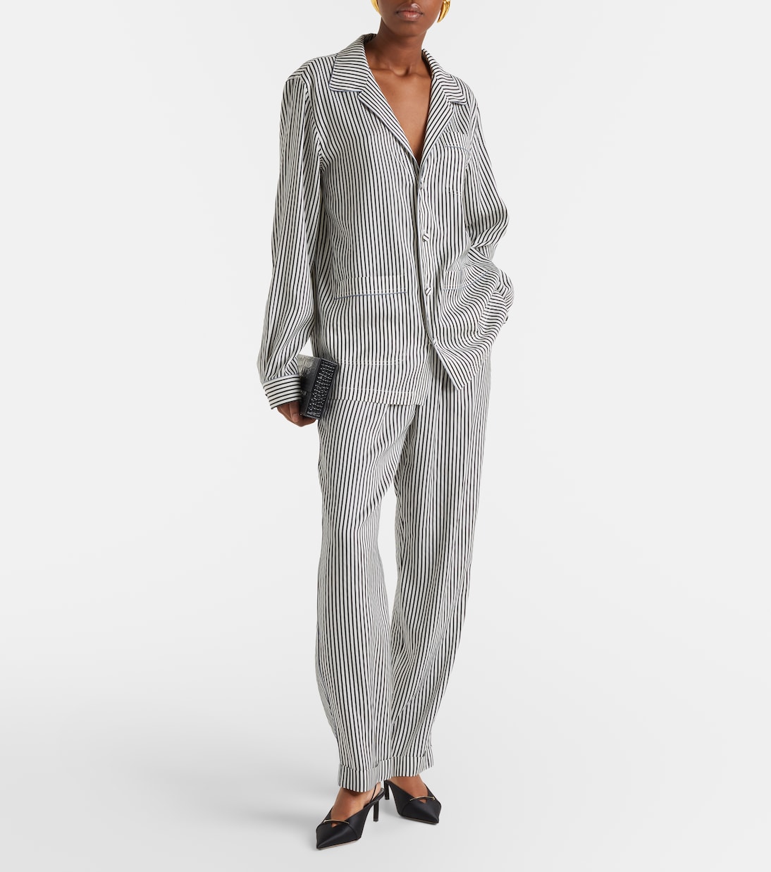 Pantaloni regular in seta a righe | Tom Ford