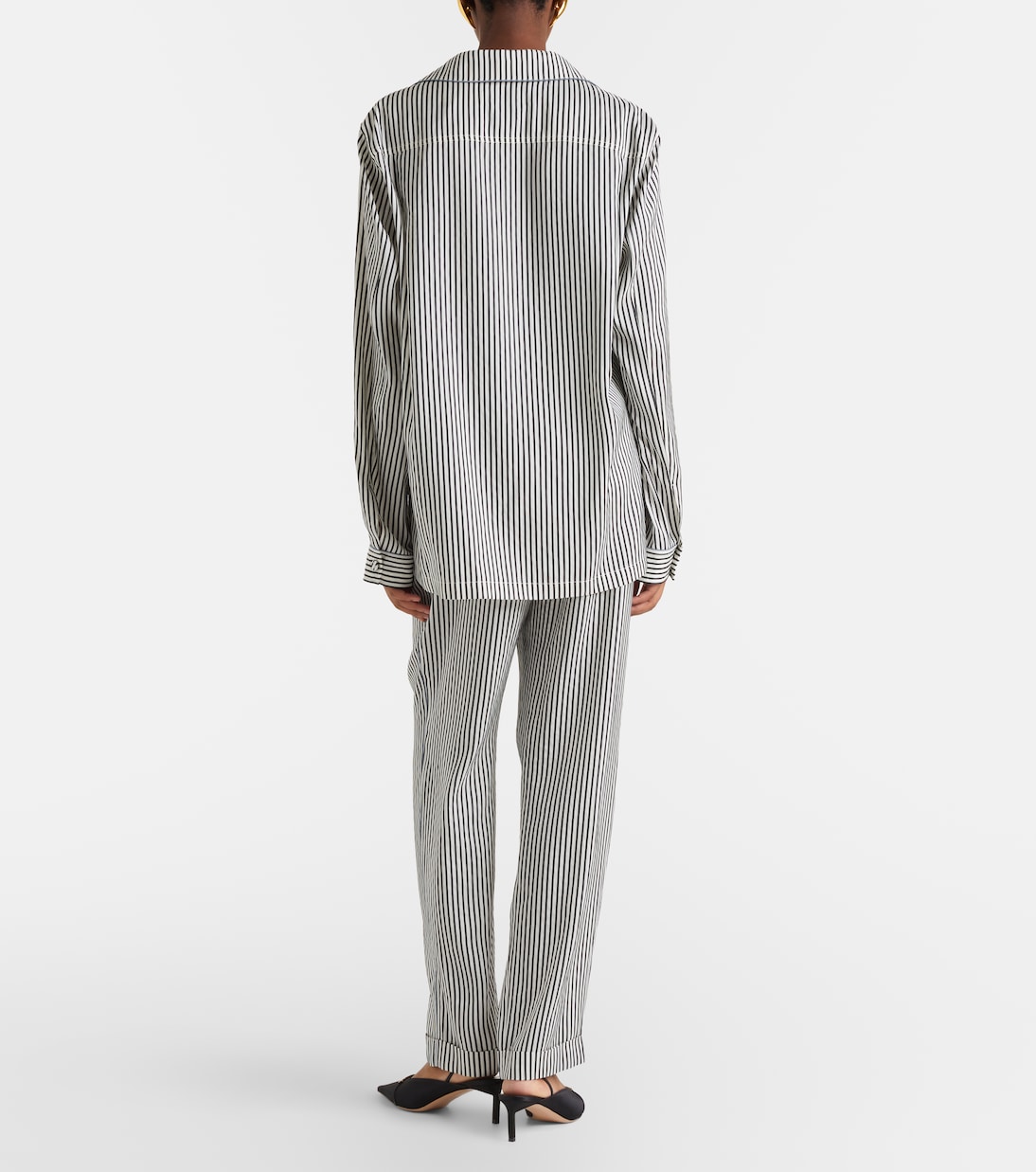 Pantaloni regular in seta a righe | Tom Ford