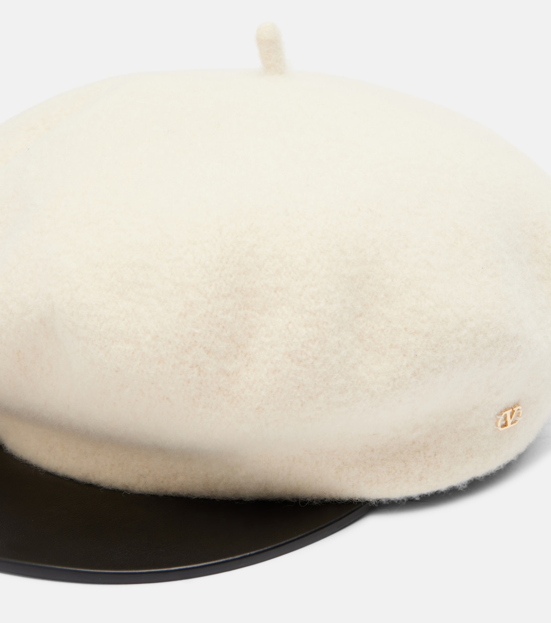 VLogo leather-trimmed wool newsboy cap | Valentino