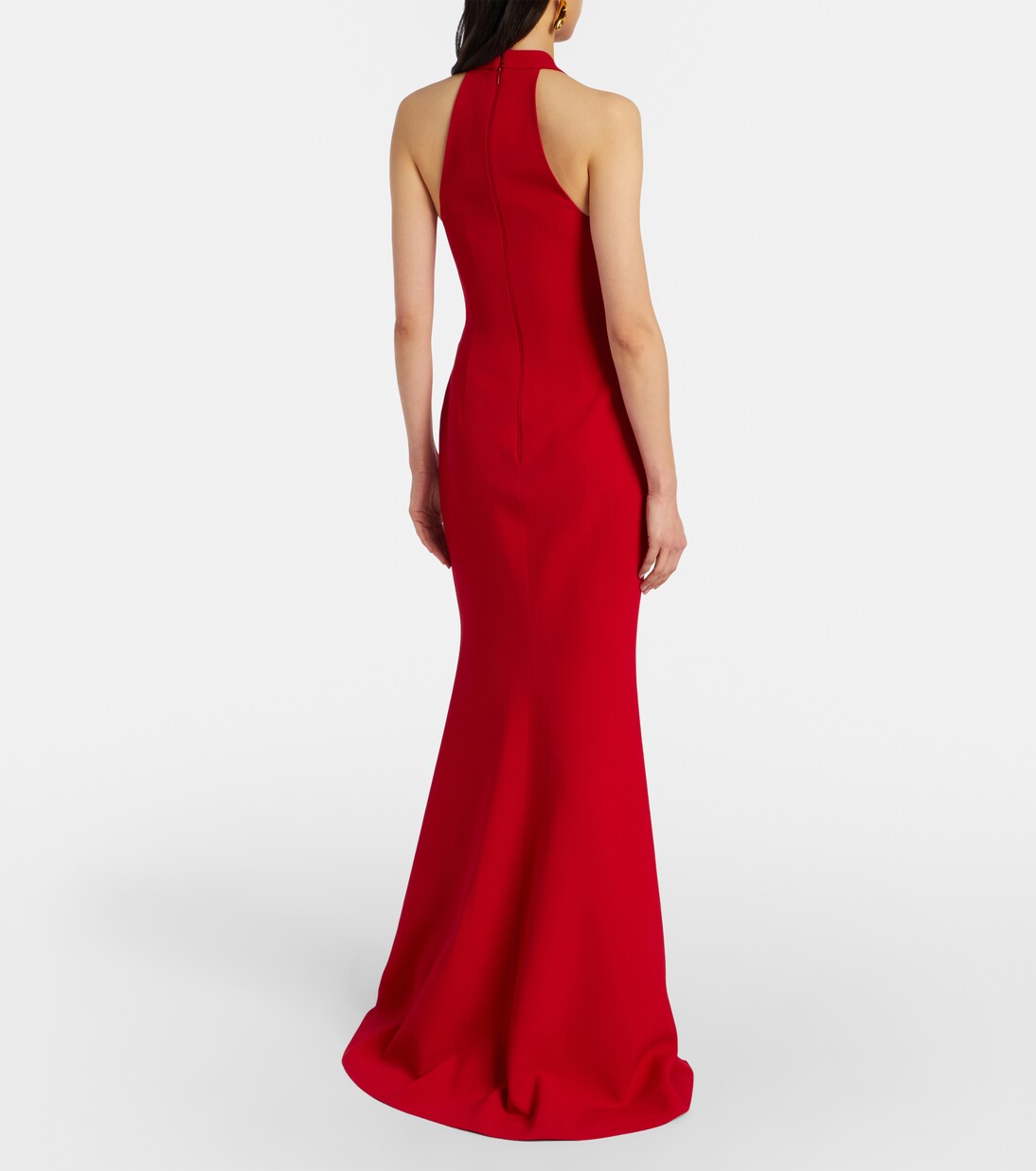 Bow-detail halterneck silk-blend cady gown | Elie Saab