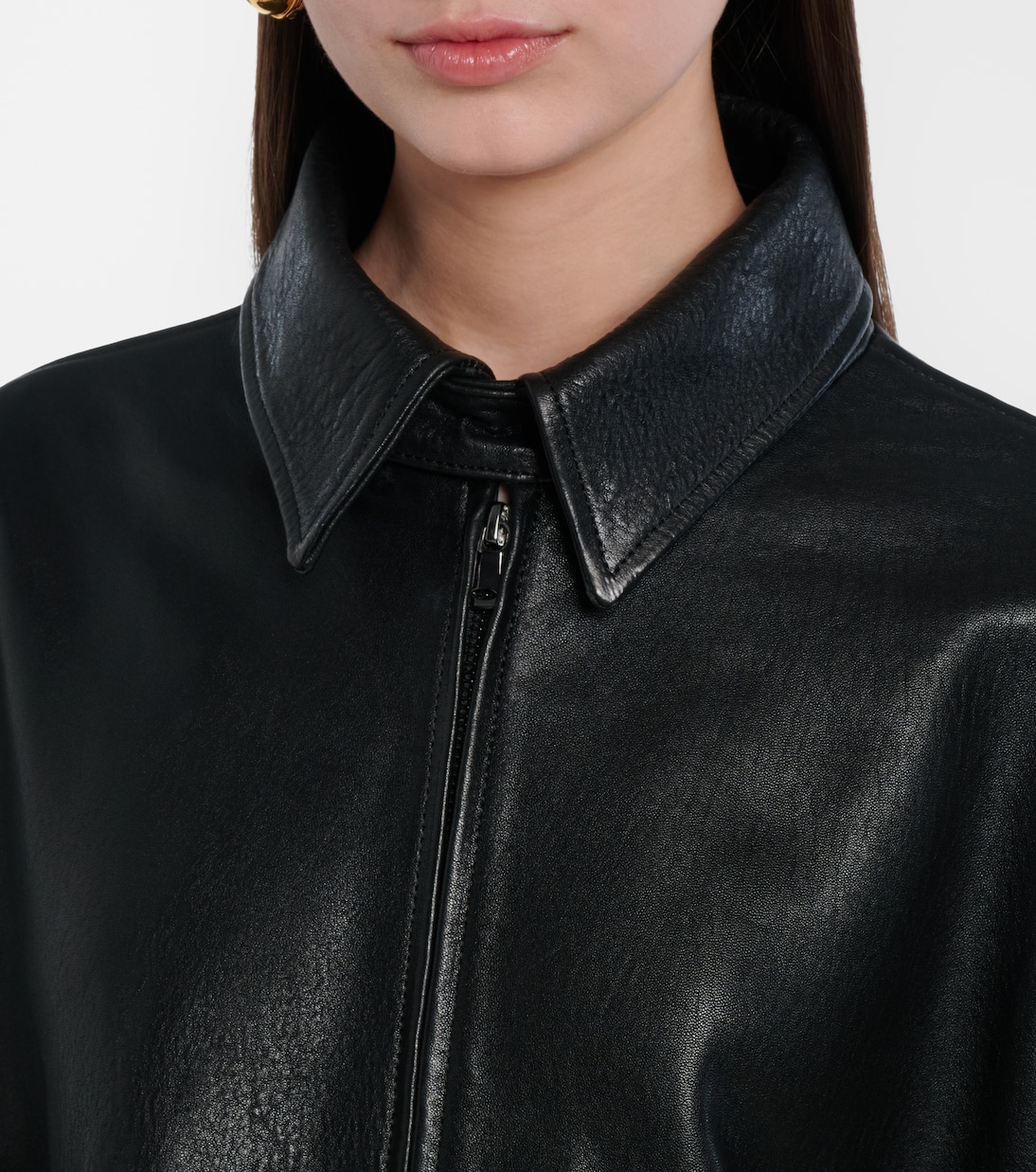 Oversize-Bluson Doran aus Leder | Nour Hammour