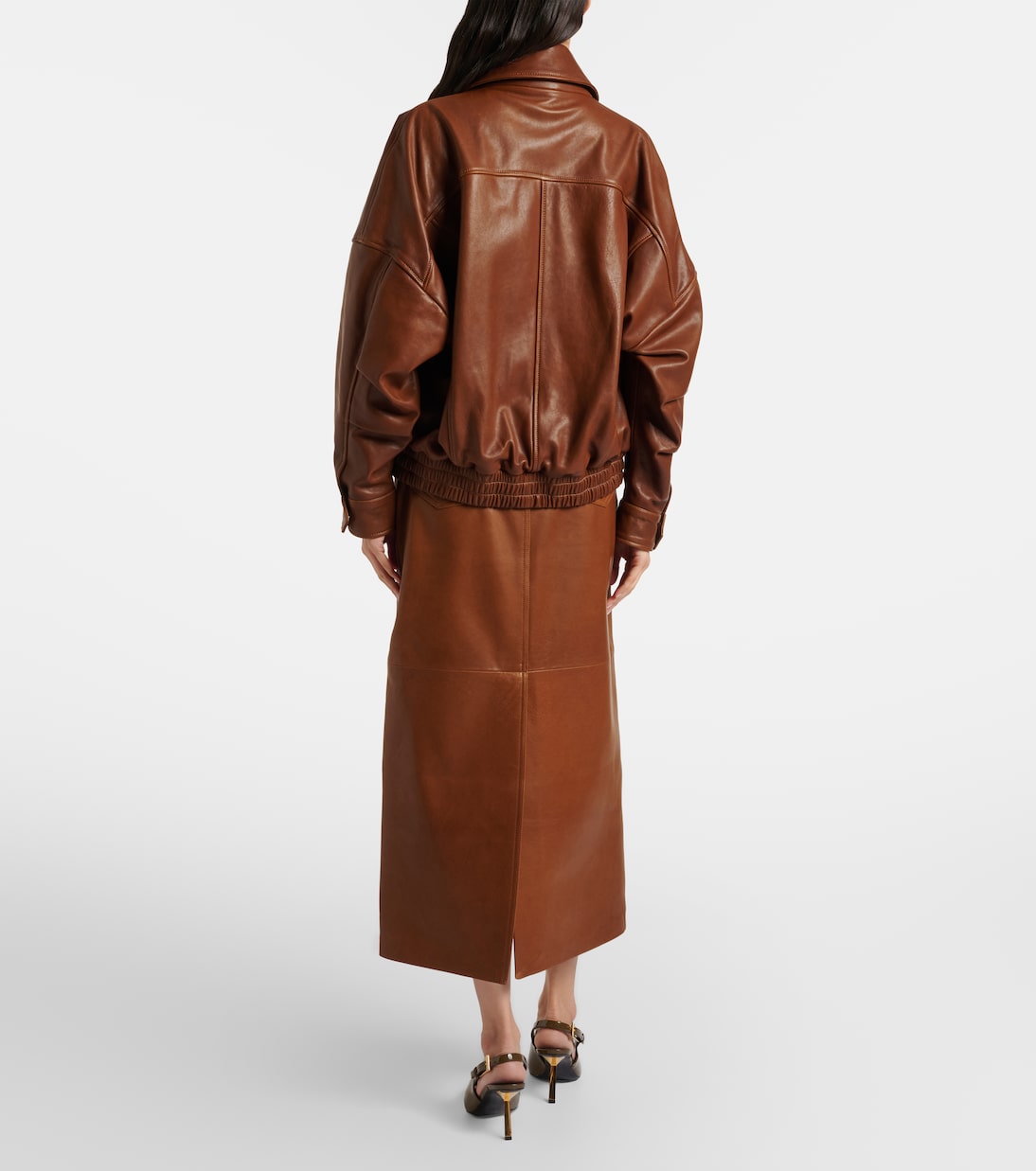 Jupe crayon Ghalia en cuir | Nour Hammour