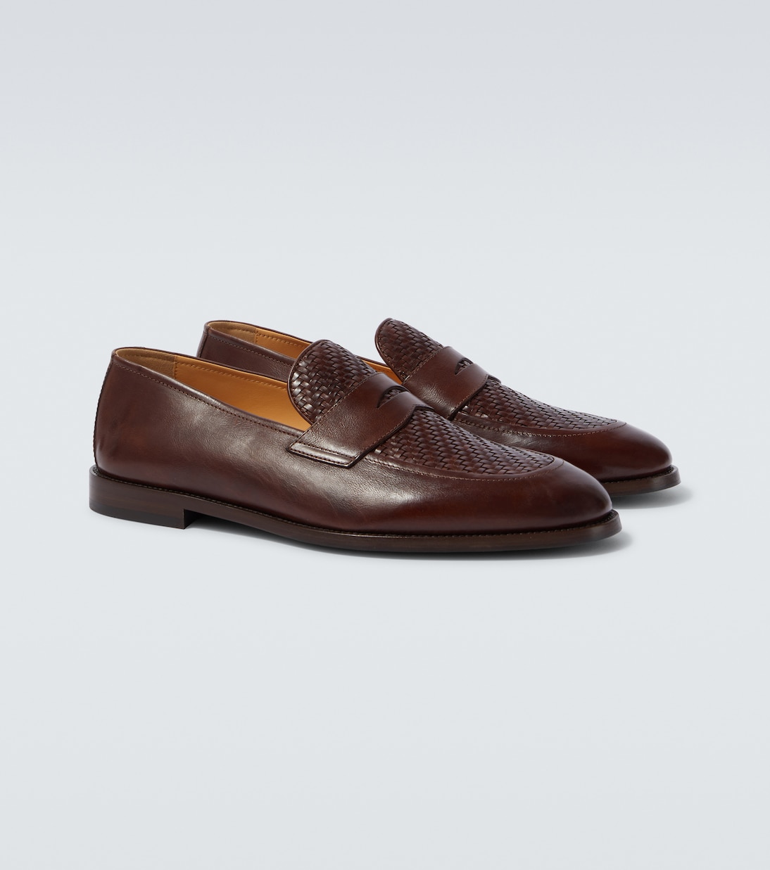 Woven leather penny loafers | Brunello Cucinelli