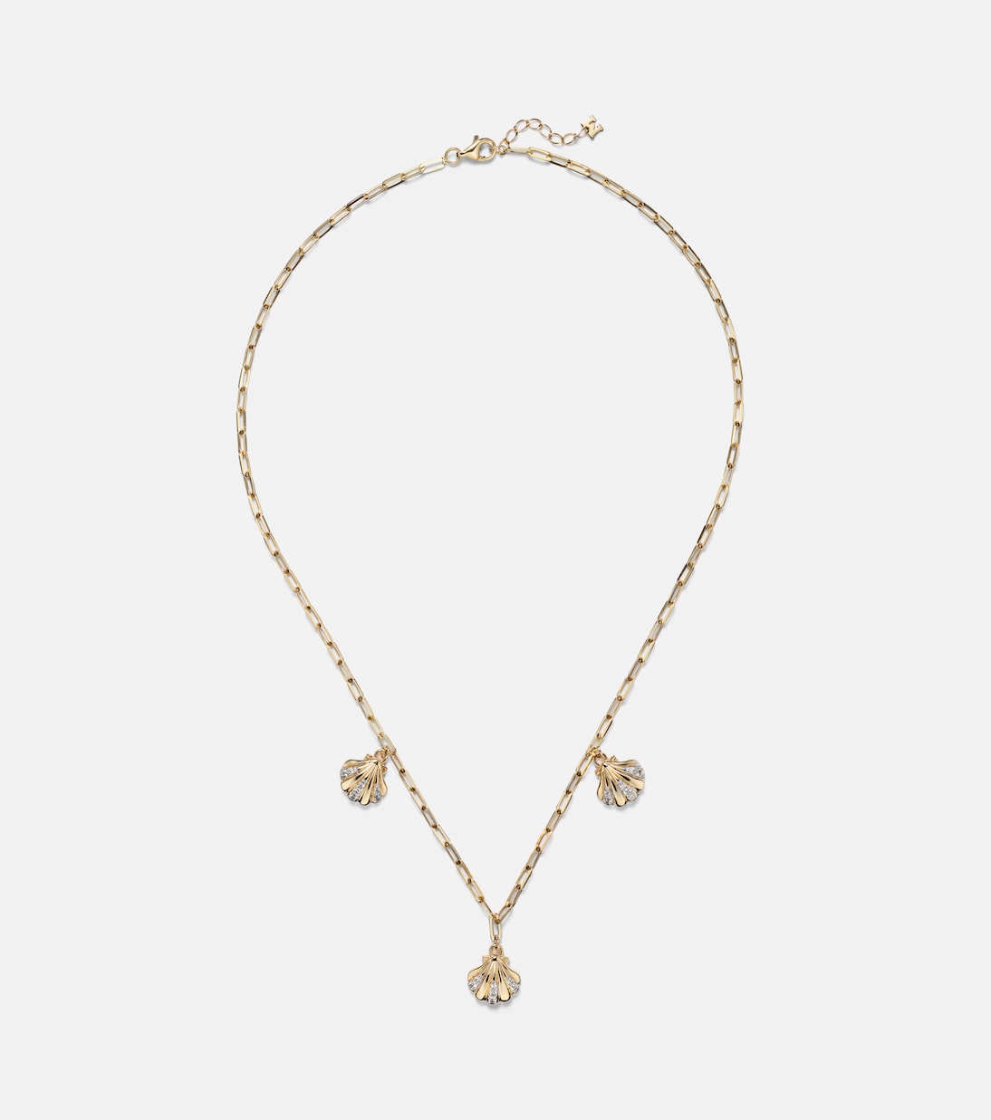 3 Petite Venus Shell 14kt gold (585/1000) necklace with diamonds | Mateo