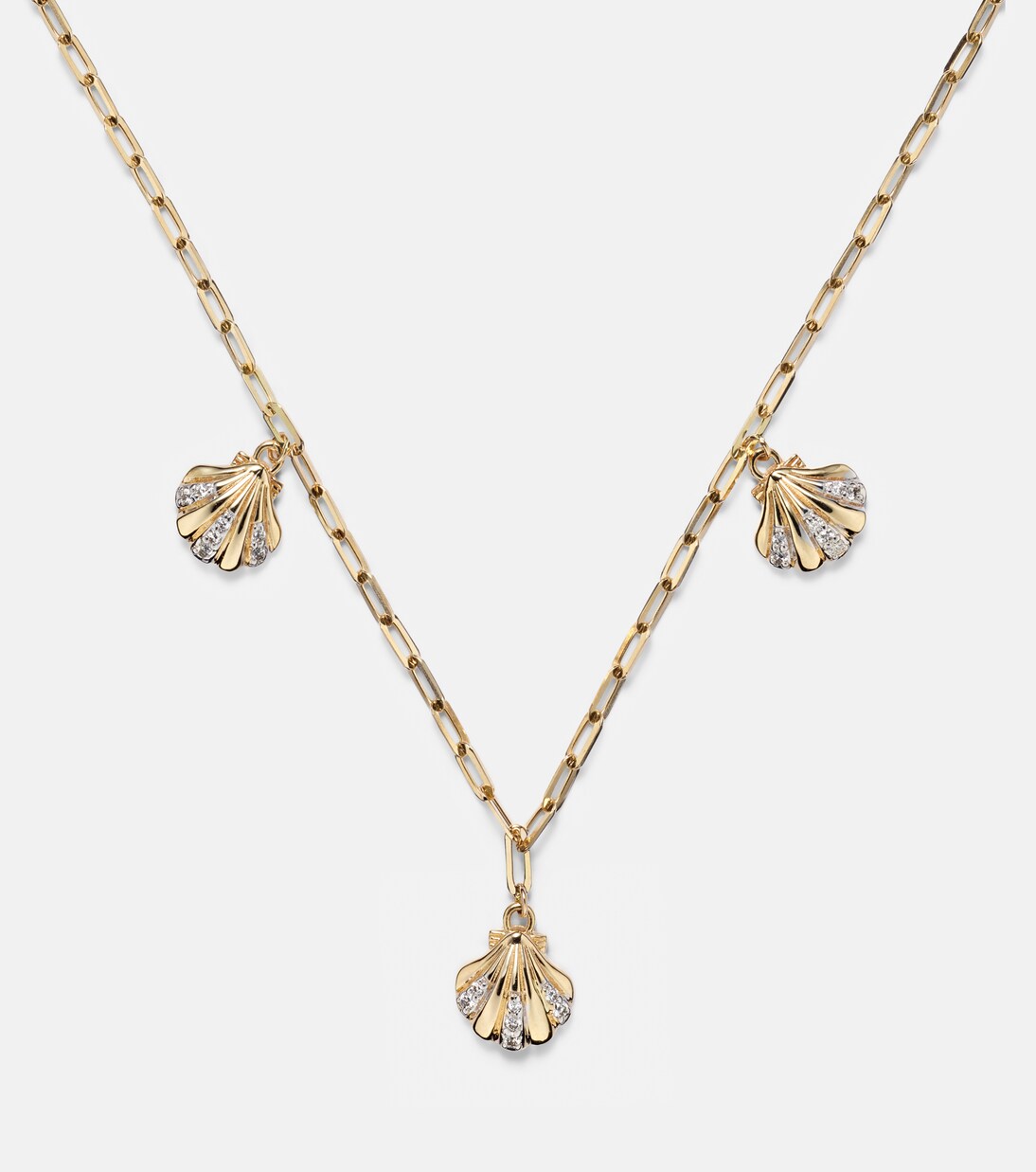 3 Petite Venus Shell 14kt gold (585/1000) necklace with diamonds | Mateo