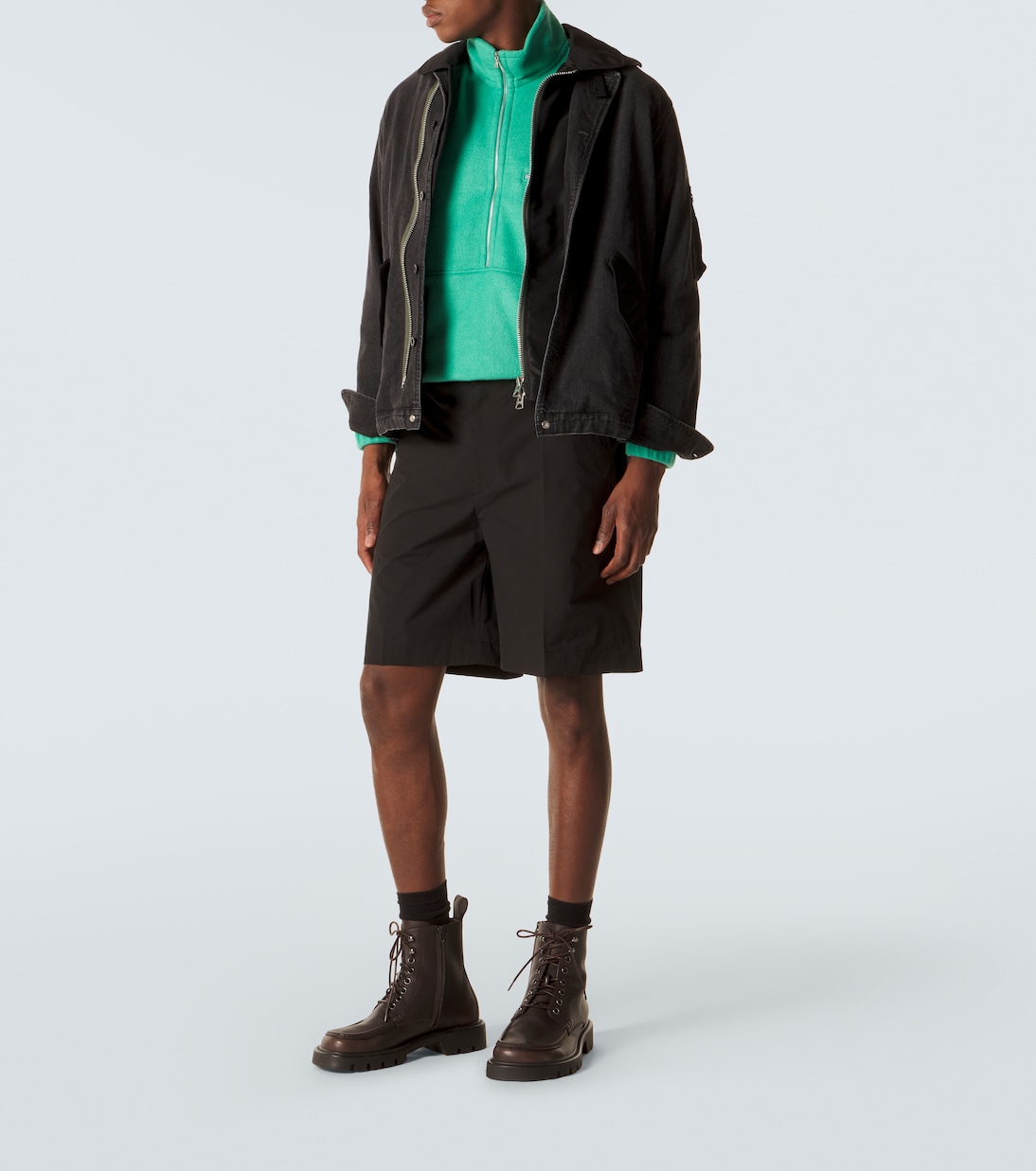 Shorts in seersucker con pelle | Moncler