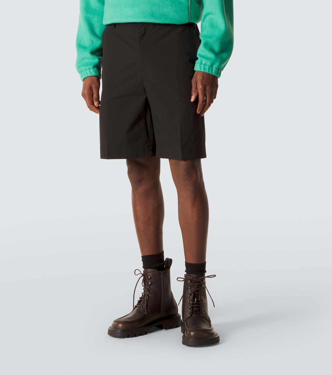 Shorts in seersucker con pelle | Moncler