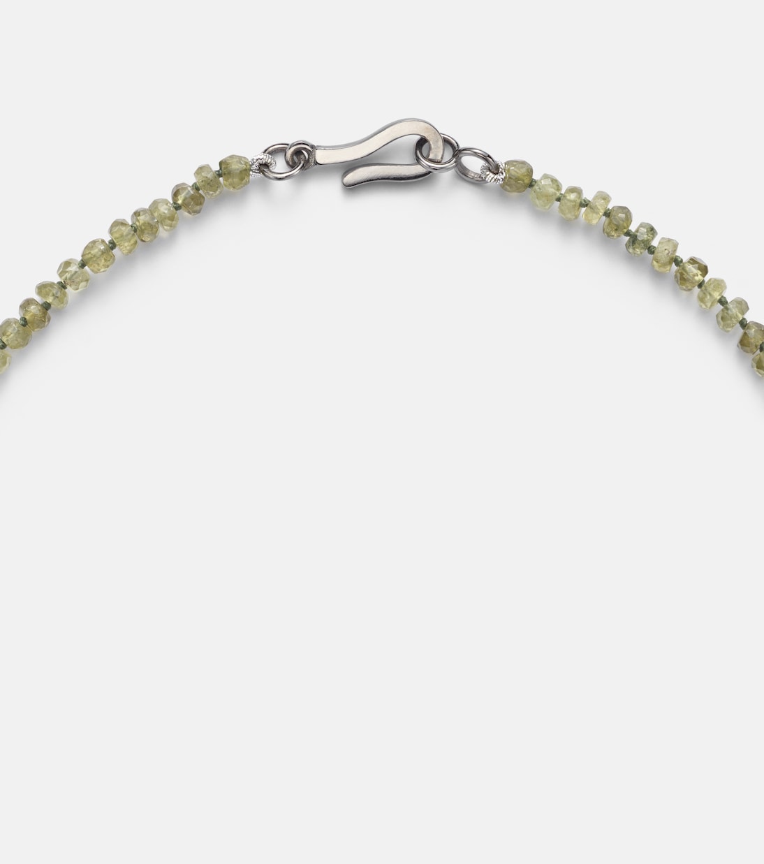 9kt white gold (375/1000) and sterling silver (925) beaded necklace with garnets and diamonds | Ileana Makri