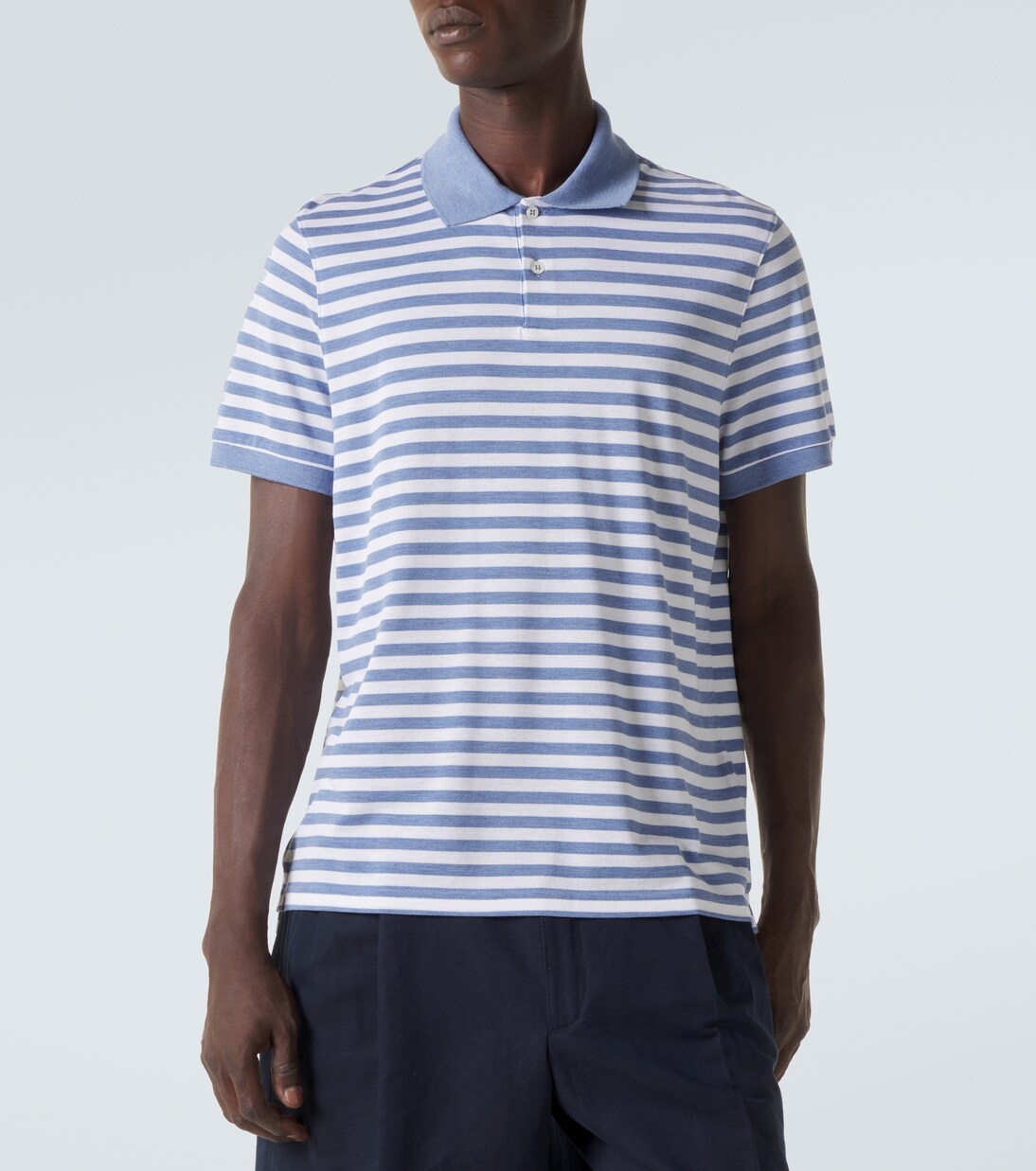 Striped silk and cotton polo shirt | Dunhill