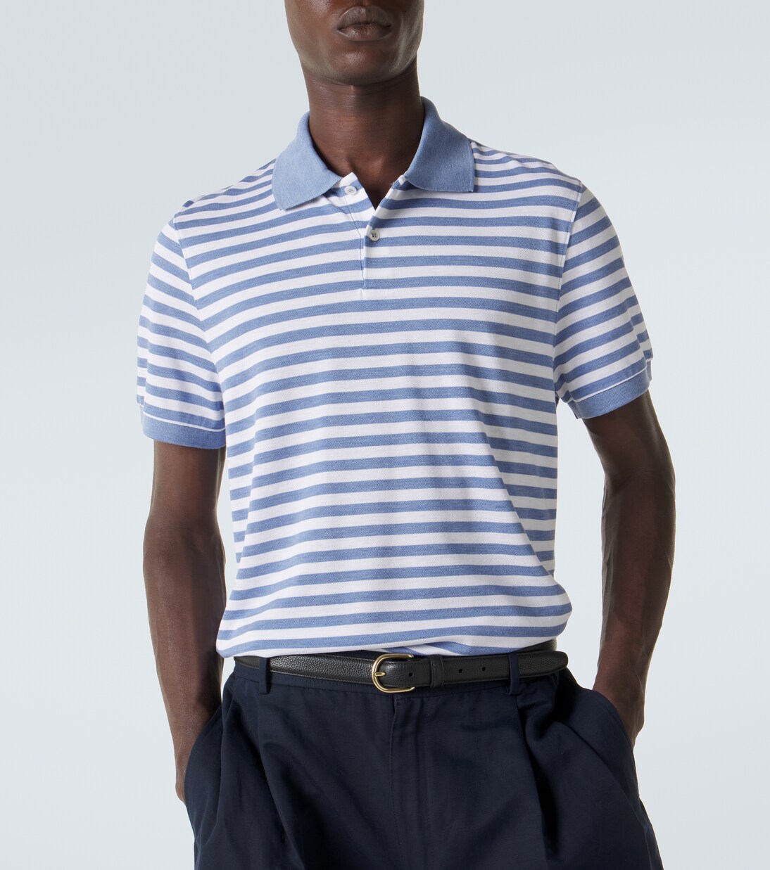 Striped silk and cotton polo shirt | Dunhill
