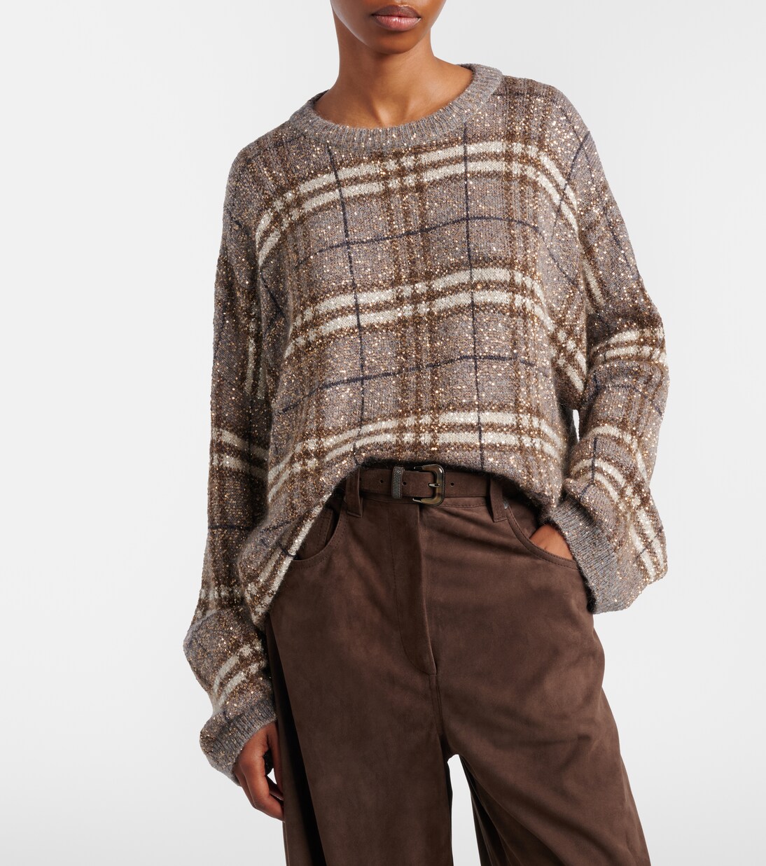 Checked sequined sweater | Brunello Cucinelli