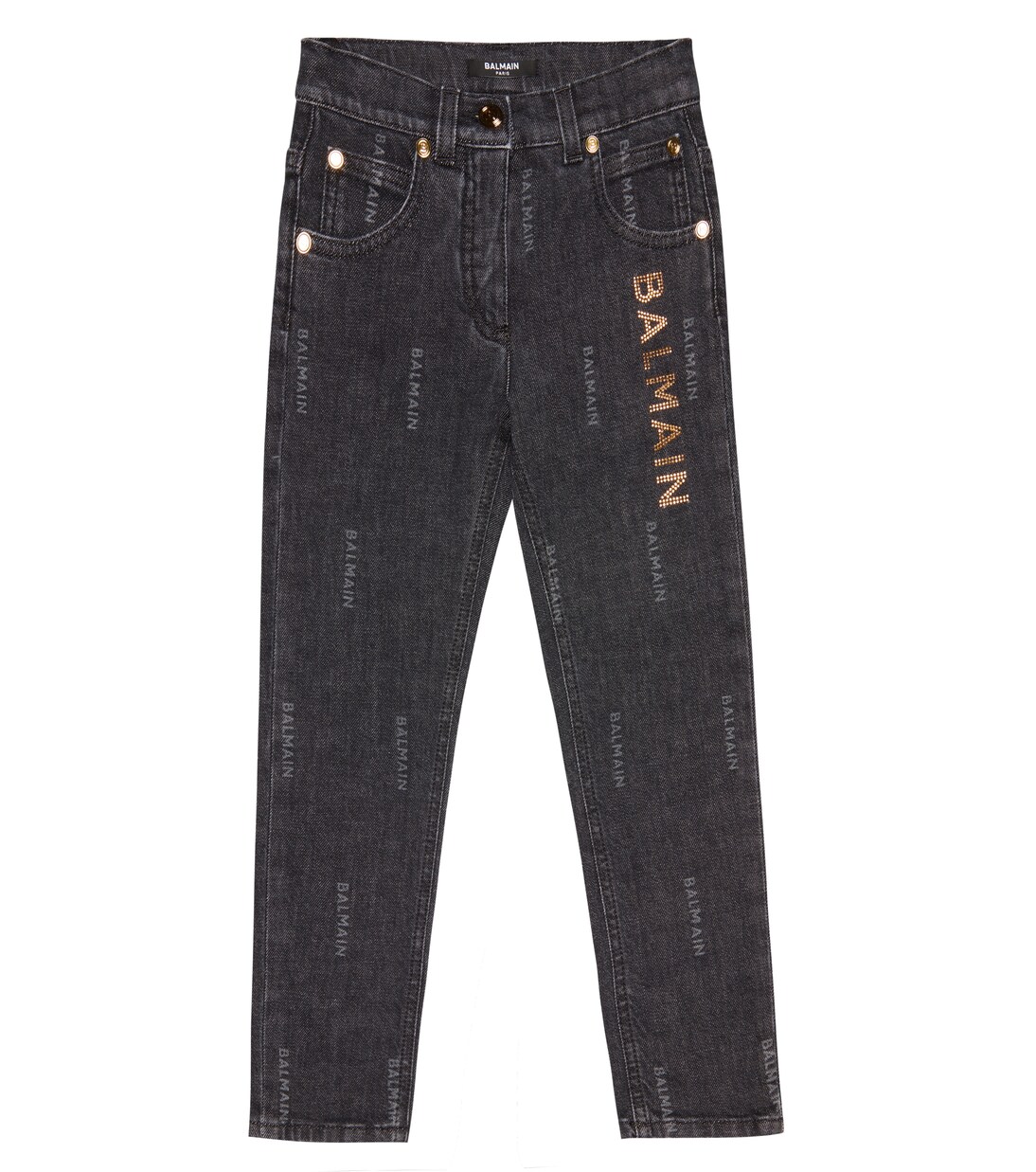 Logo embellished jeans | Balmain Kids