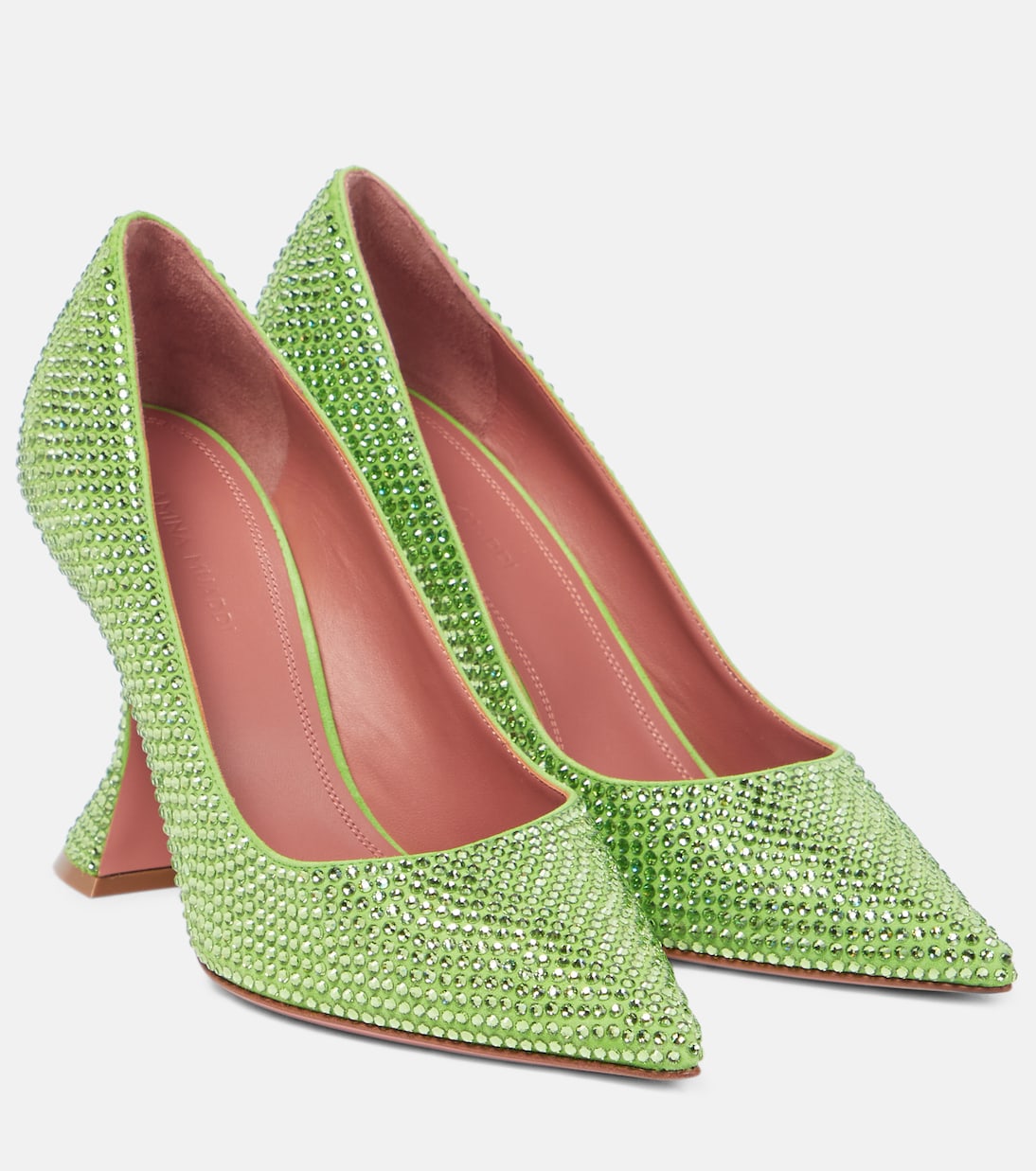 Pumps Ami aus Leder mit Kristallen | Amina Muaddi