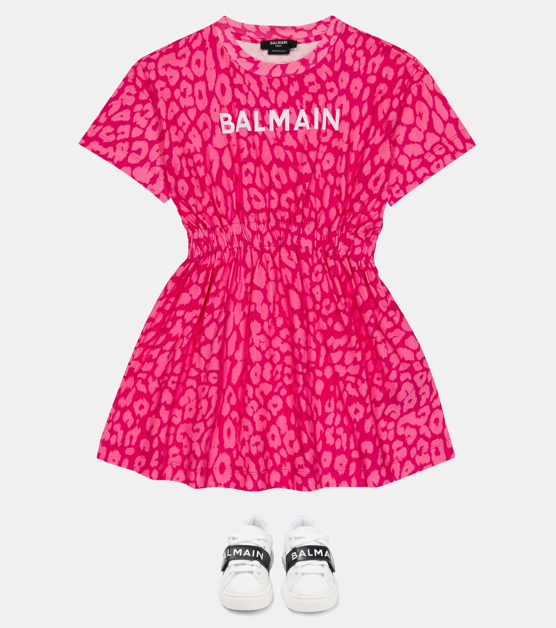 Leopard-print cotton dress | Balmain Kids