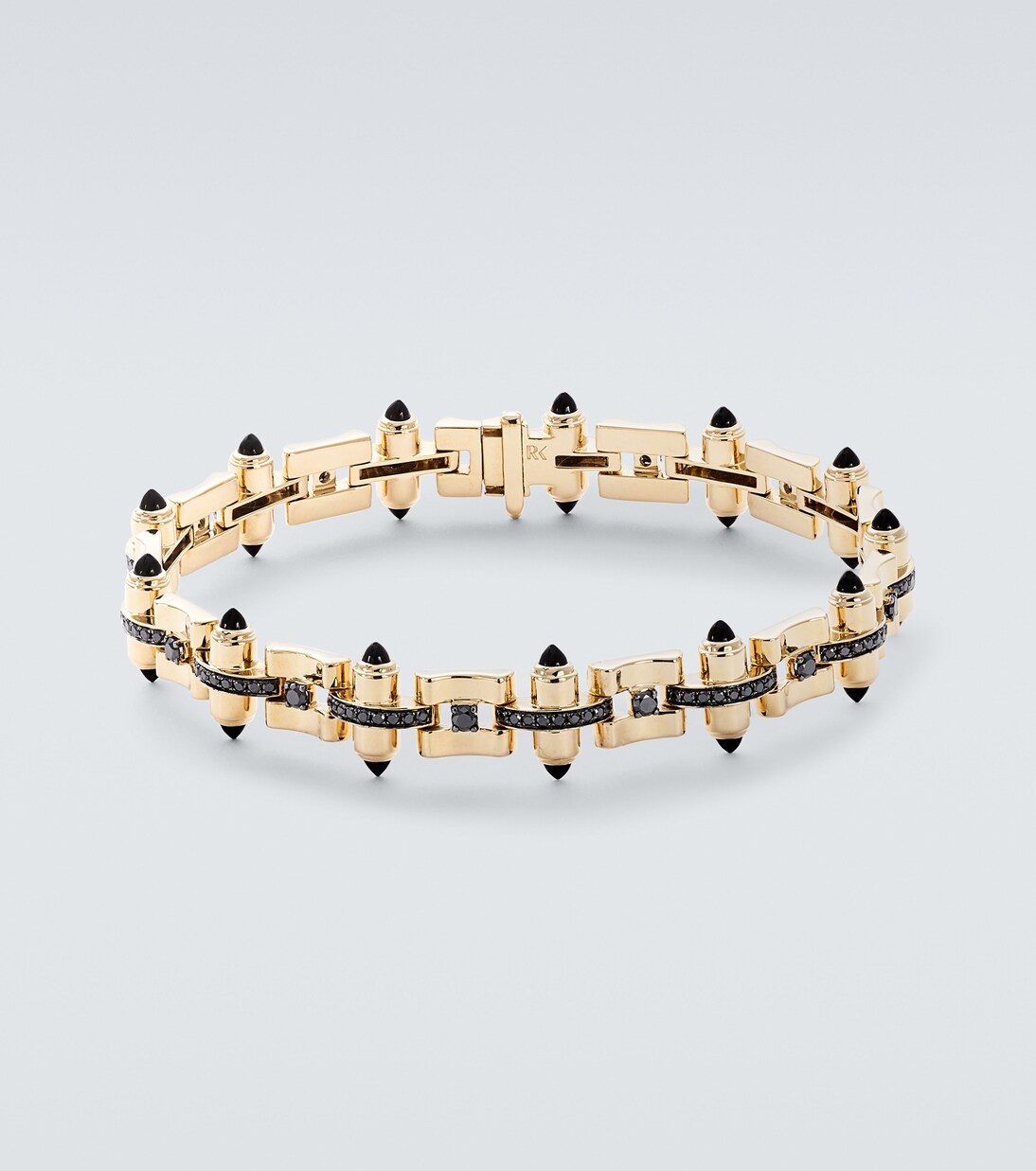 Celeste 14kt gold link bracelet with diamonds and onyx | Rainbow K