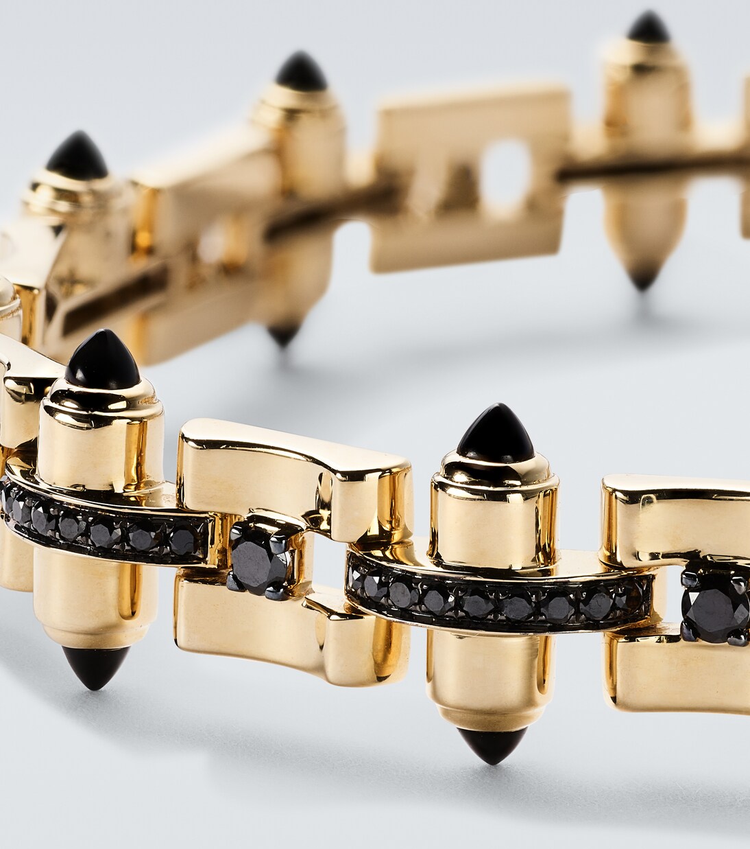 Celeste 14kt gold link bracelet with diamonds and onyx | Rainbow K