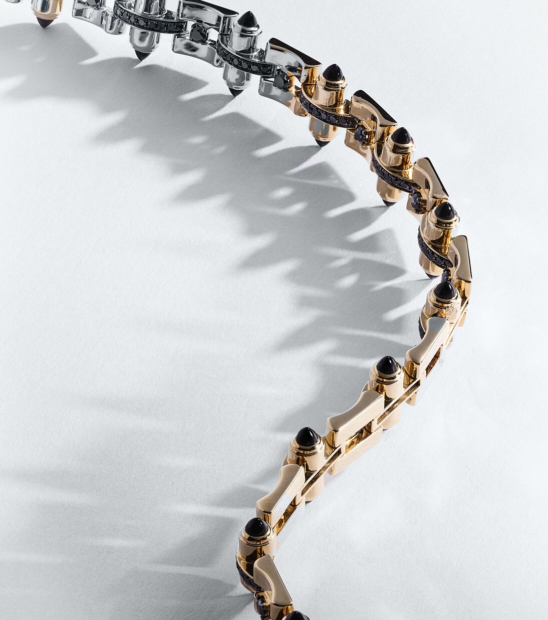 Celeste 14kt gold link bracelet with diamonds and onyx | Rainbow K