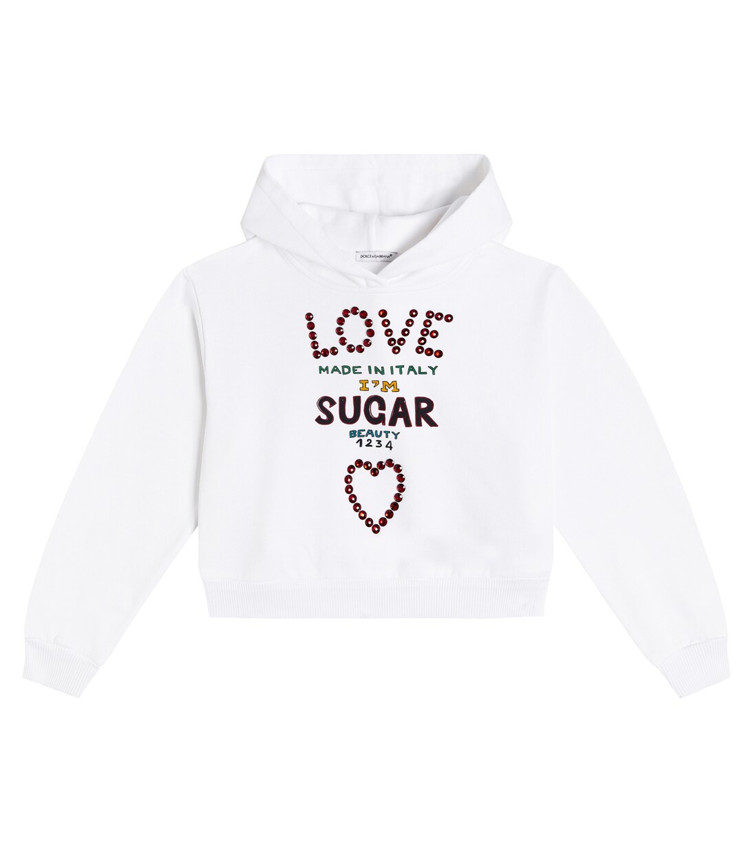 Embellished cotton hoodie | Dolce&Gabbana Kids