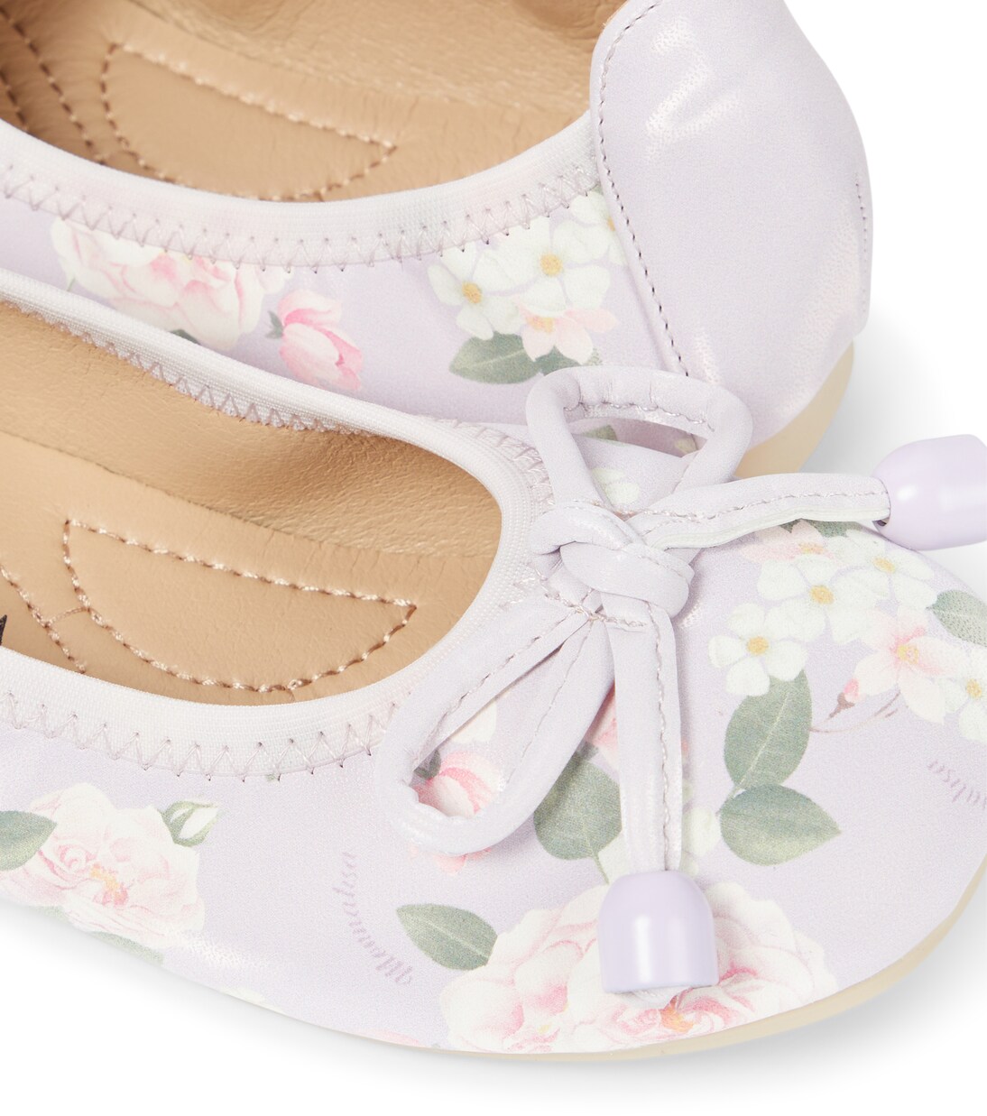 Floral faux leather ballet flats | Monnalisa