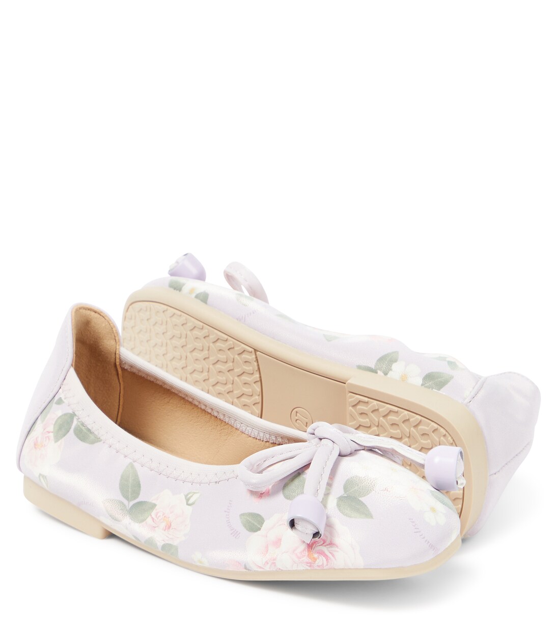 Floral faux leather ballet flats | Monnalisa