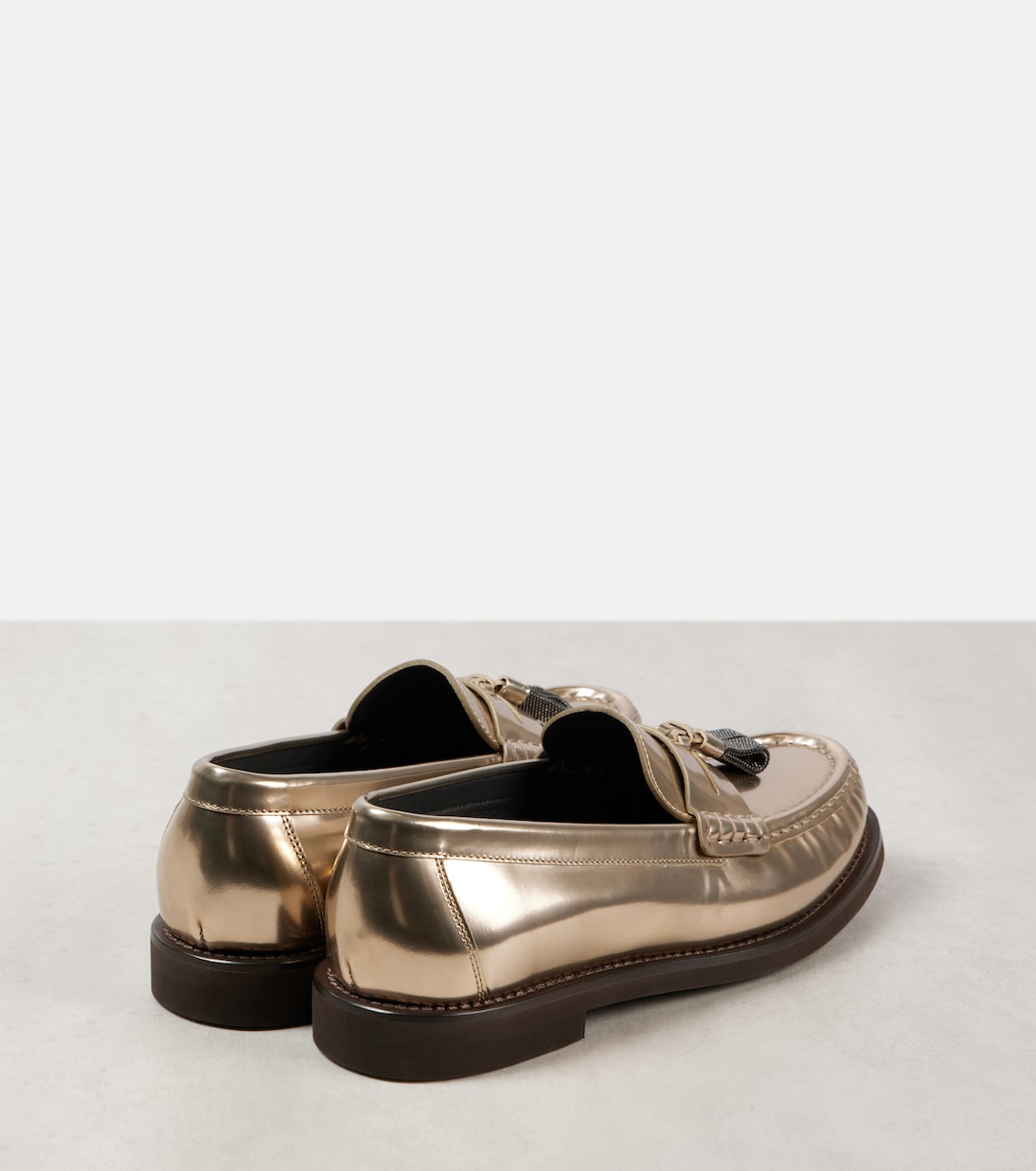 Metallic leather penny loafers  | Brunello Cucinelli