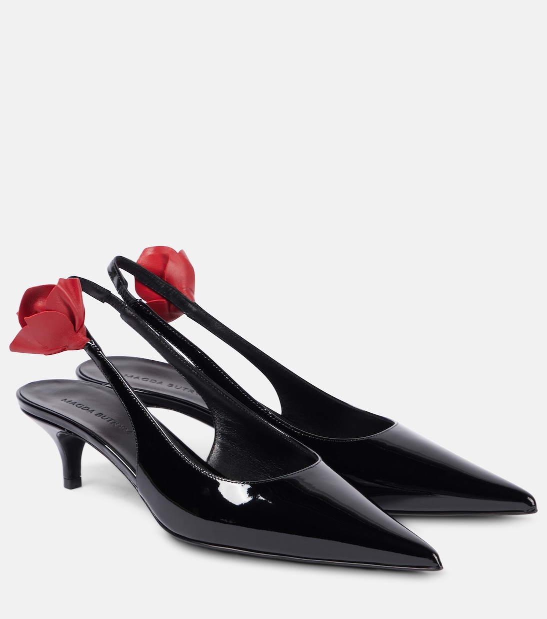 Floral-appliqué leather slingback pumps | Magda Butrym