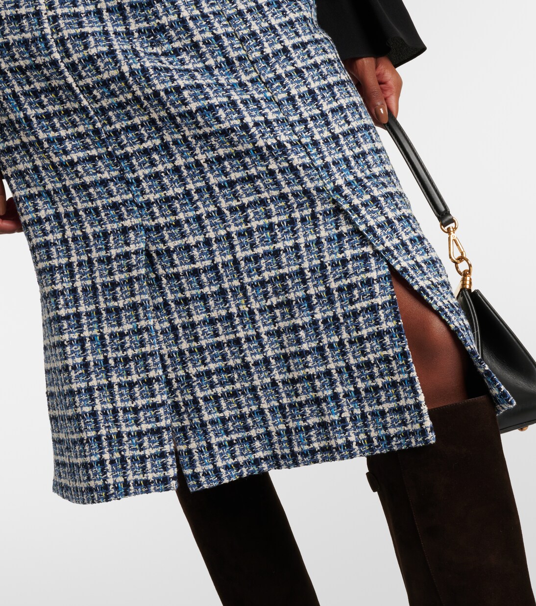 High-rise cotton-blend tweed midi skirt | Etro
